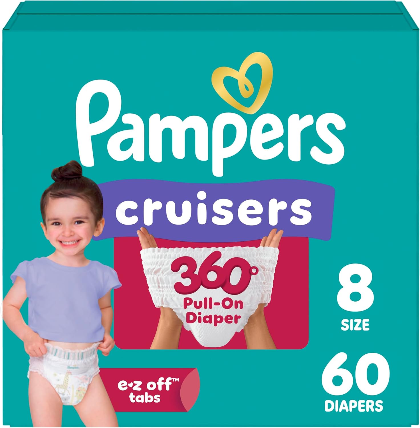 Pampers Diapers - Cruisers 360 - Size 7, 88 Count, Babyproof up to 100% Leakproof Pull-On Diaper