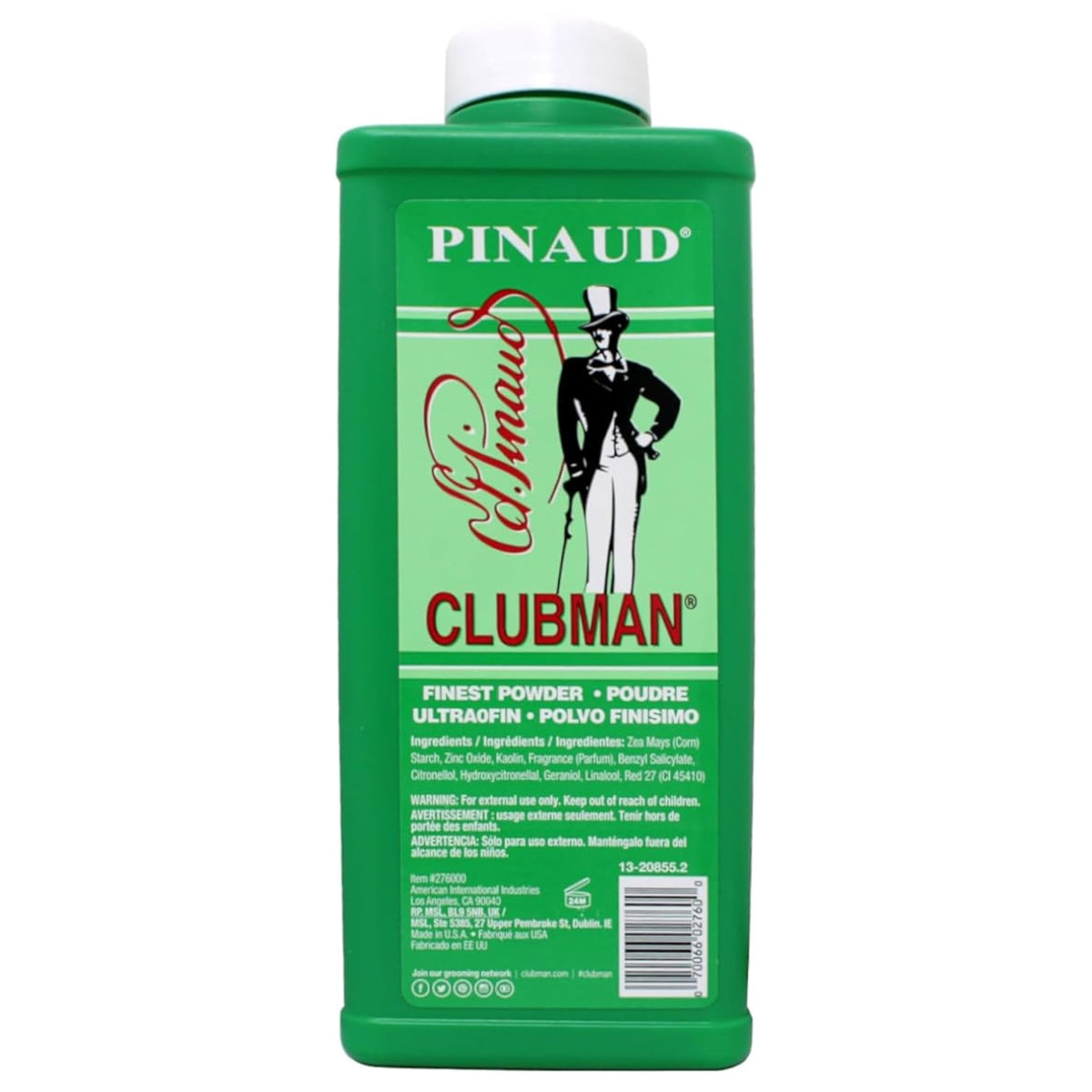 Clubman Pinaud Finest Powder, White, Skin Soothing, 4 oz