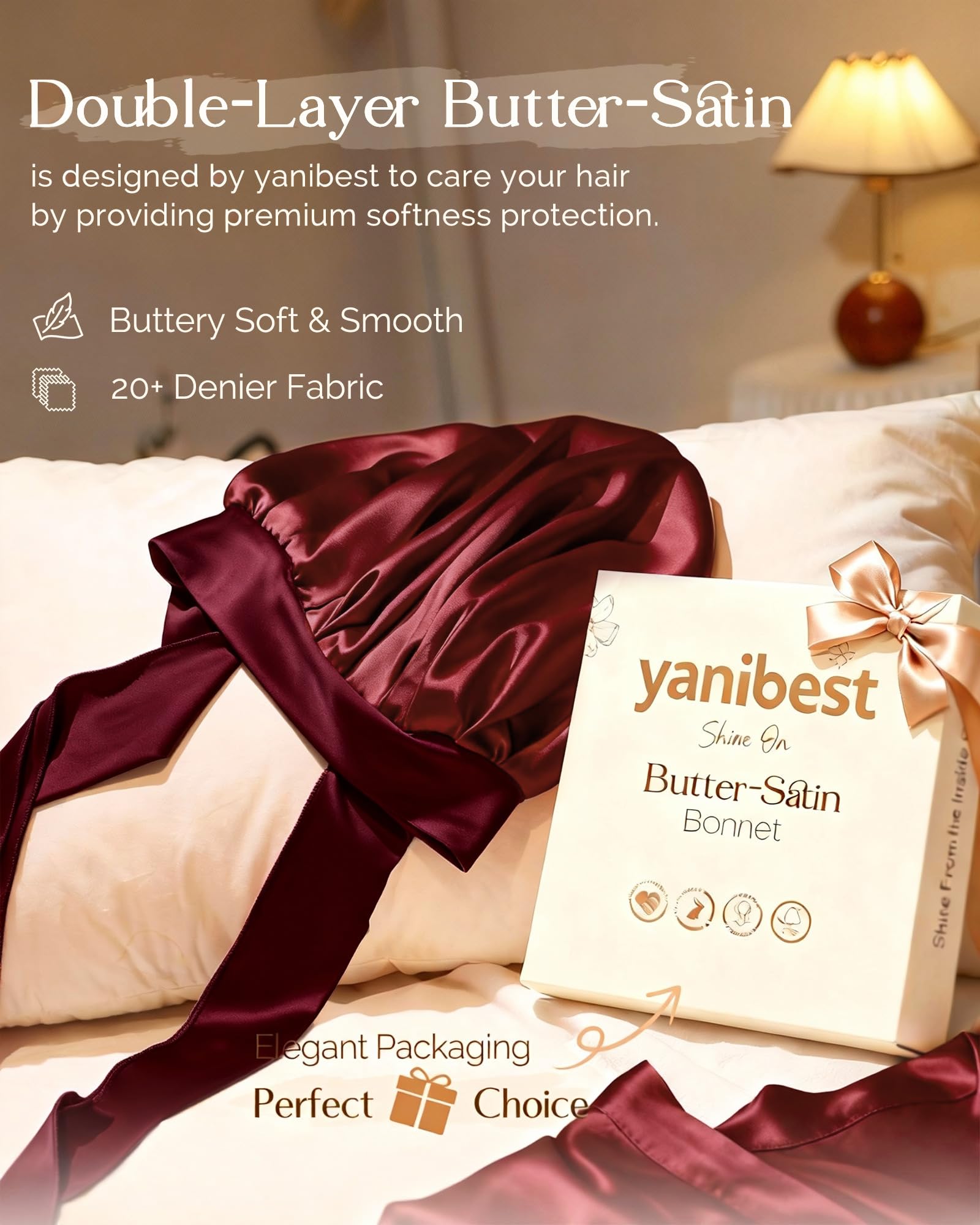 YANIBEST Adjustable Silk Bonnet – Double Layer