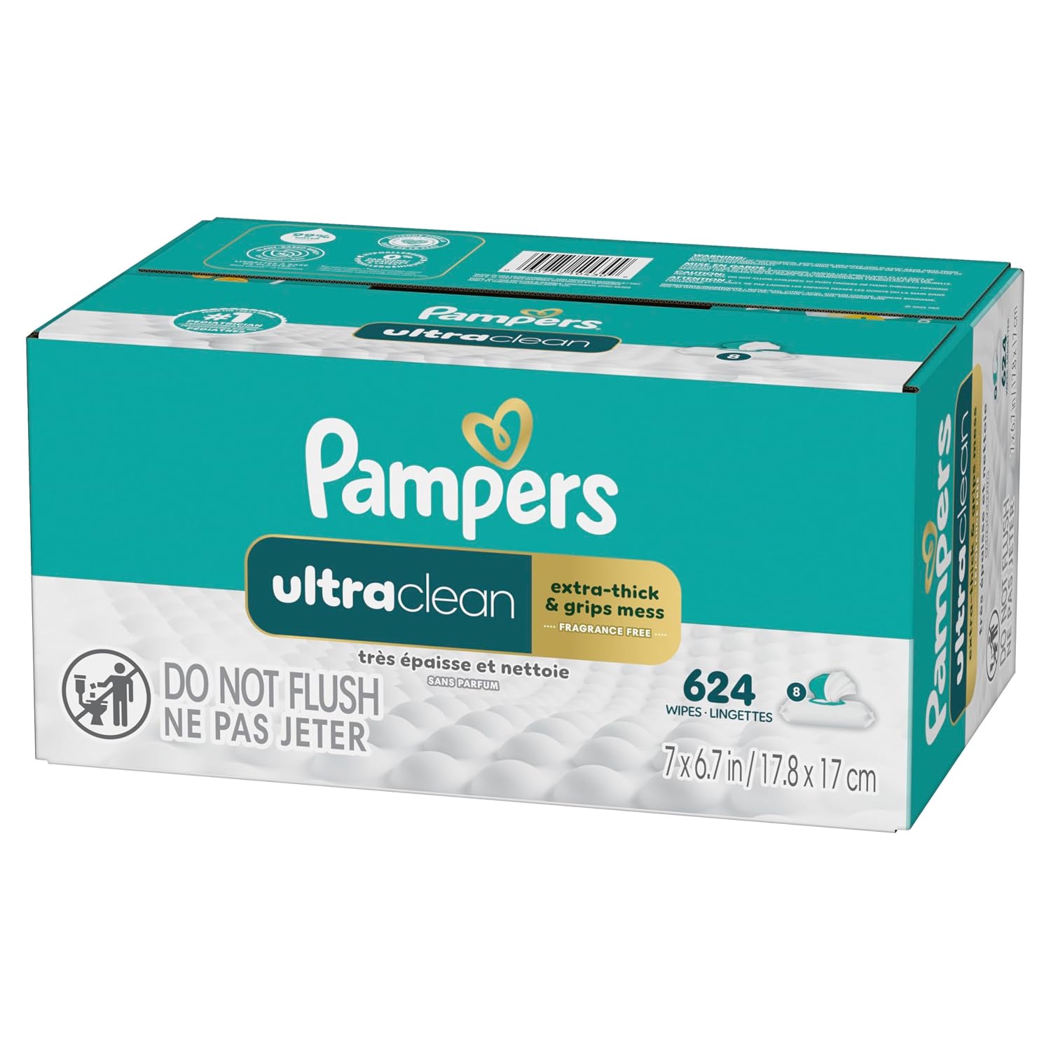 Pampers Ultraclean Baby Wipes (Previously 'Free & Gentle'), 99% Water, Hypoallergenic, Unscented, 100% Plant Based, Plastic-Free, 936 Wipes Total (12X Flip-Top Packs)