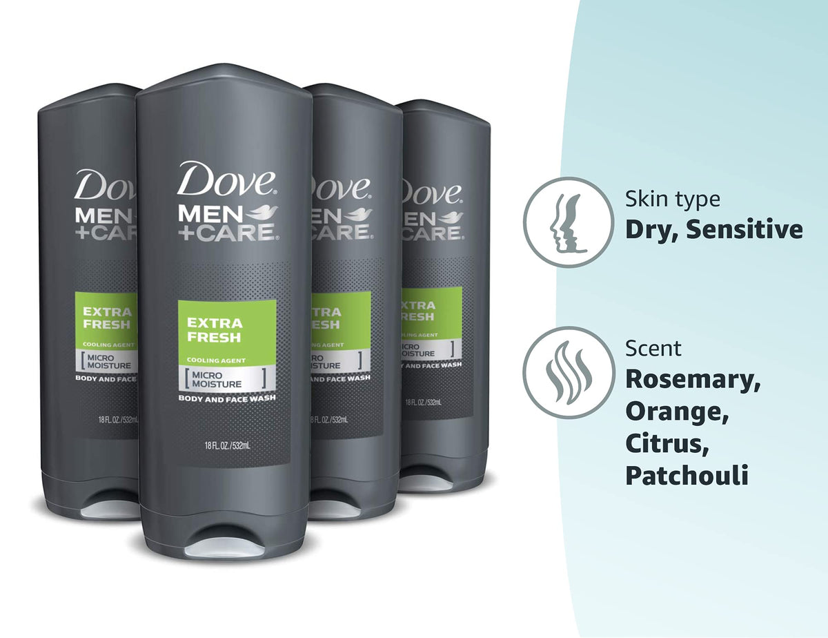 DOVE MEN Moisturizing Body Wash for Men, Eucalyptus + Cedar Oil, 26oz
