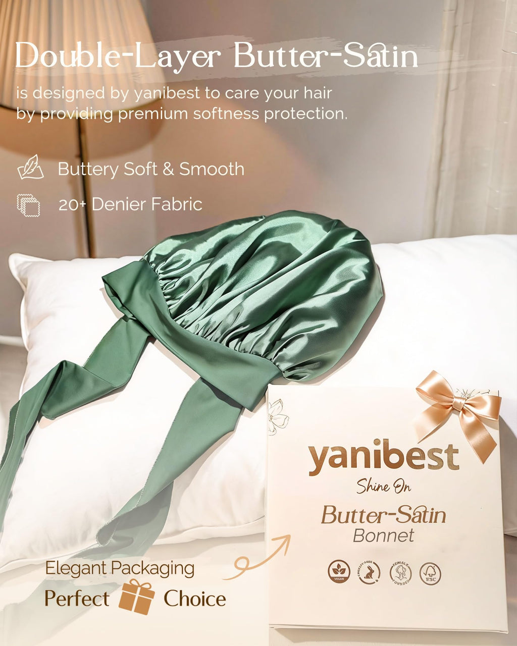 YANIBEST Adjustable Silk Bonnet – Double Layer