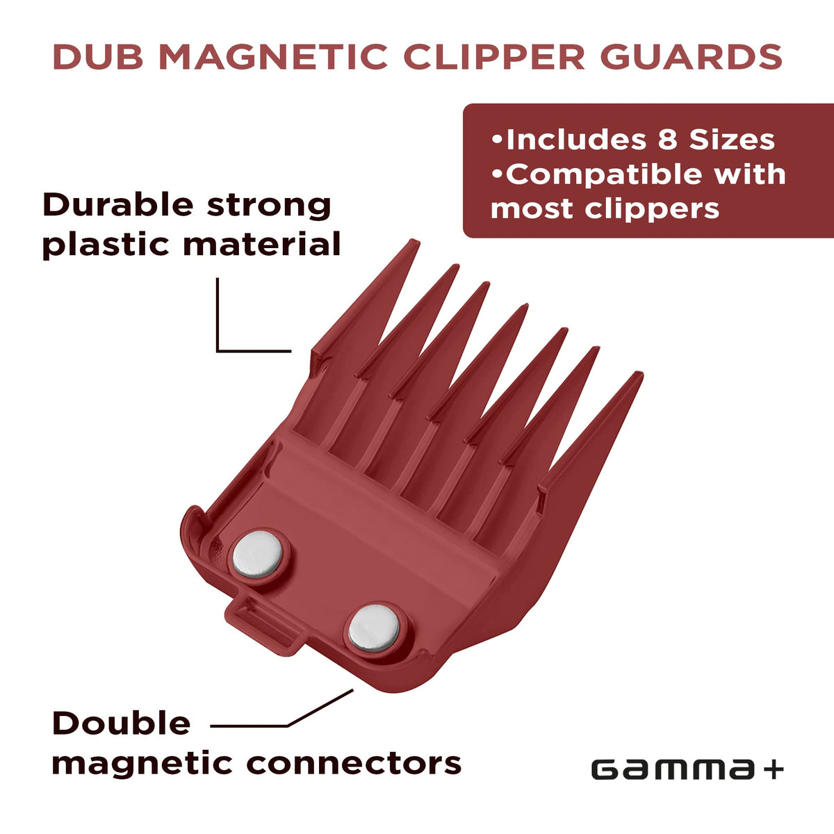 GAMMA+ Professional Dubs & Tight Magnetic Clipper Guards from 1/16 to 3/4