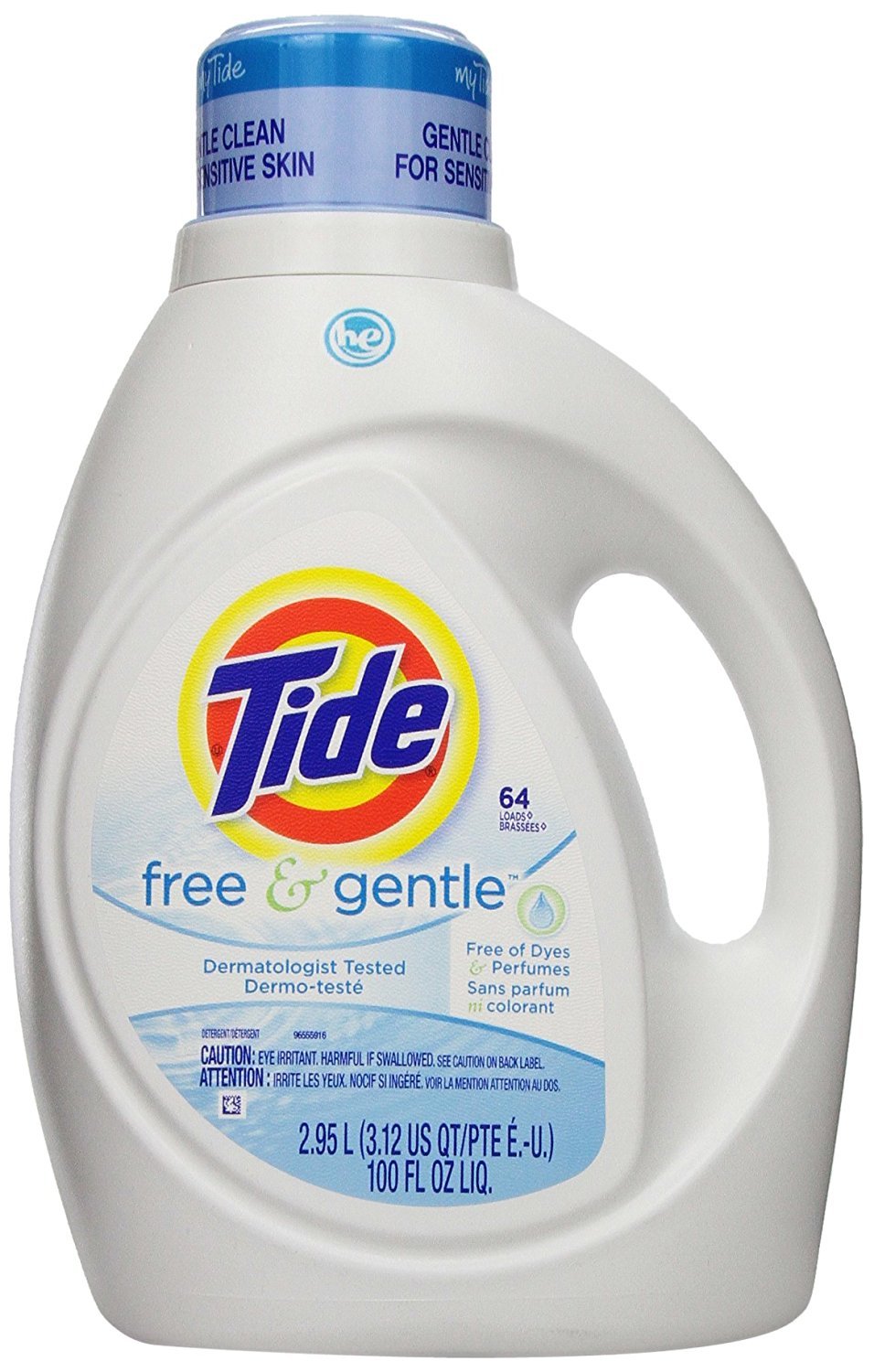 Tide Free & Gentle Liquid Laundry Detergent, 100 Loads, 132 fl oz, Tide Laundry Detergent, Clean Laundry Detergent