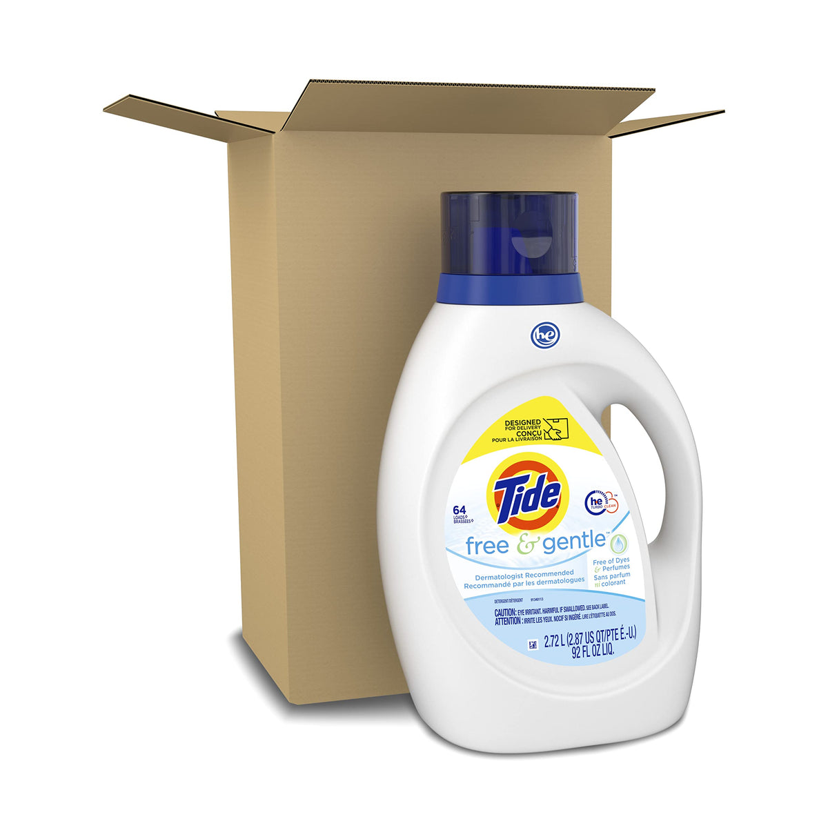 Tide Free & Gentle Liquid Laundry Detergent, 100 Loads, 132 fl oz, Tide Laundry Detergent, Clean Laundry Detergent