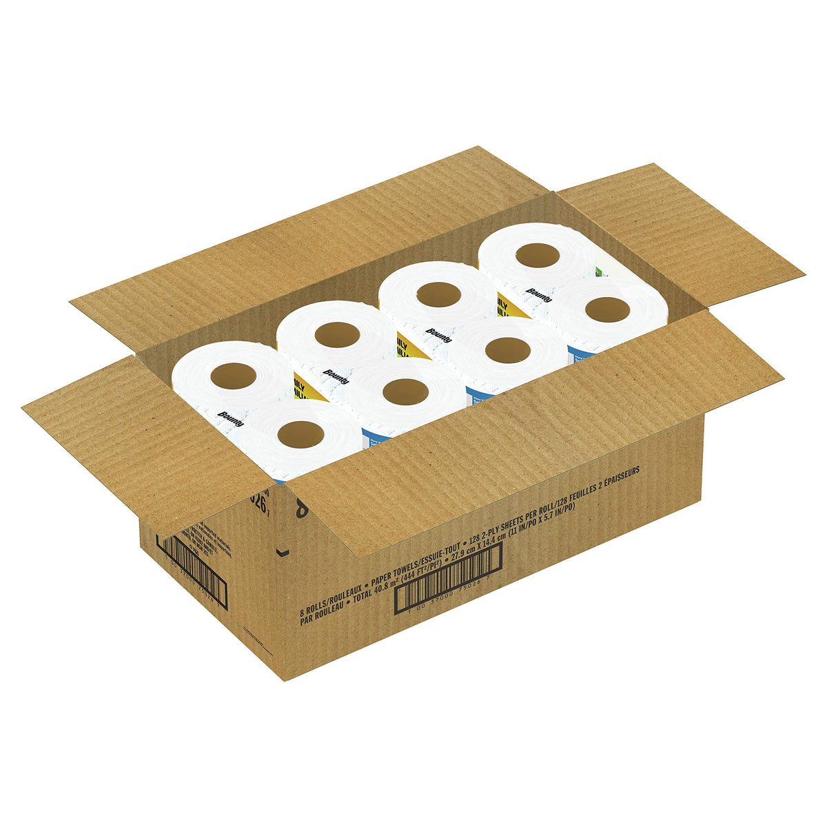 Bounty Paper Towels Quick Size, White, 16 Family Rolls = 40 Regular Rolls