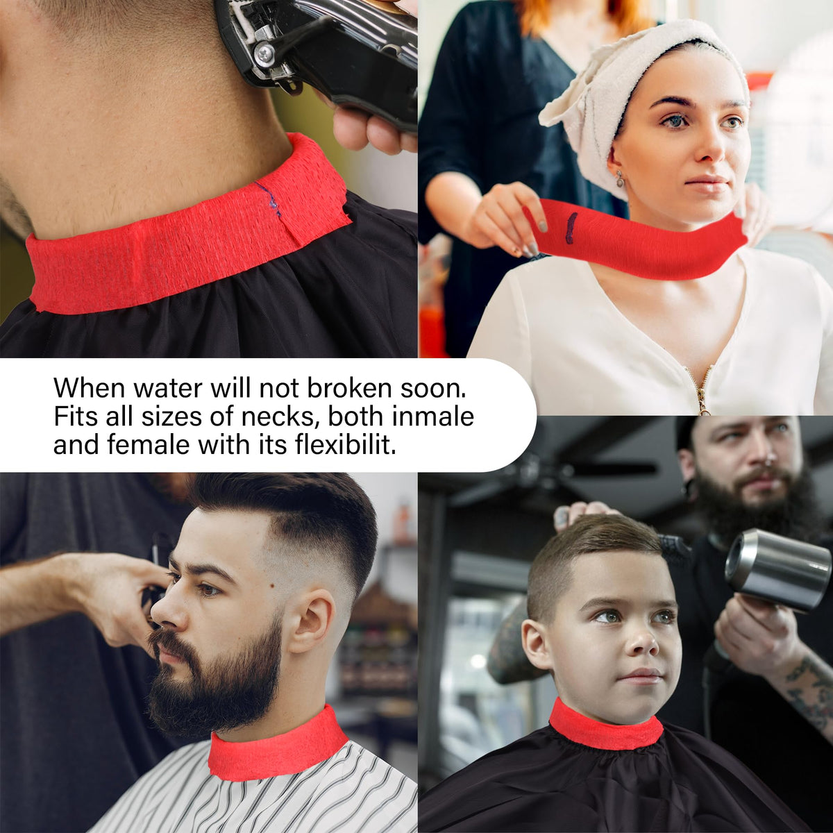 Disposable Paper Barber Neck Strips - 5 Rolls 500 Strips Black Professional Stretchy Paper Neck Band for Salon Haircut Styling