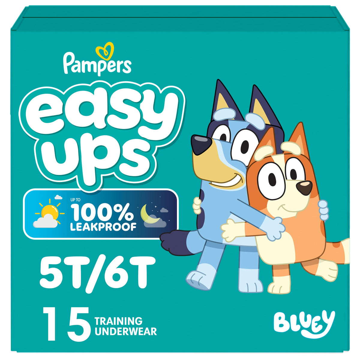 Easy Ups Girls & Boys Potty Training Pants, Size 5 (3T-4T), 124 Count, Bluey Absorbent Pull Up Training Underwear, Up to 100% Leakproof Day and Night, Hypoallergenic