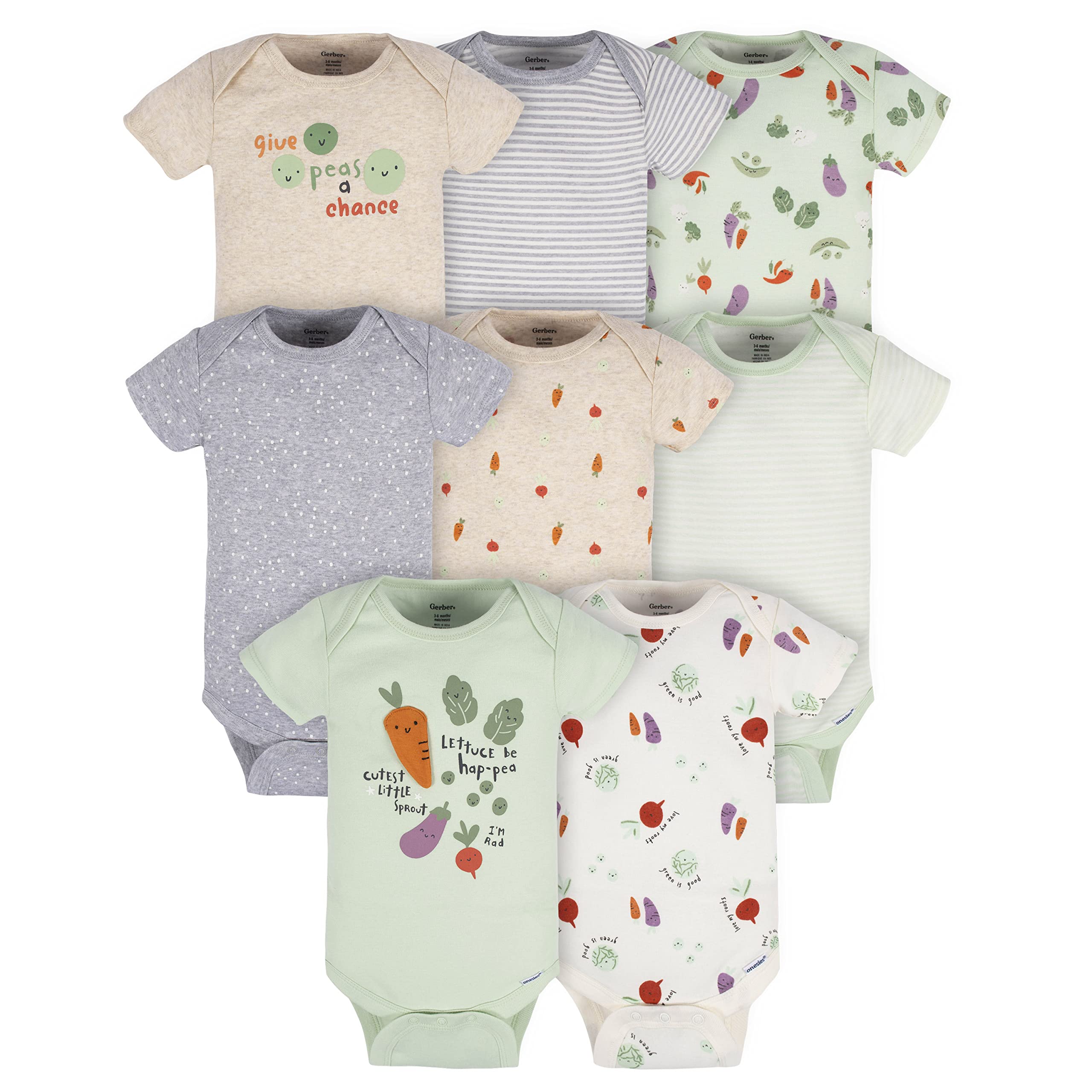 Gerber Baby Boys & Girls 8-Pack Short Sleeve Onesies Bodysuits