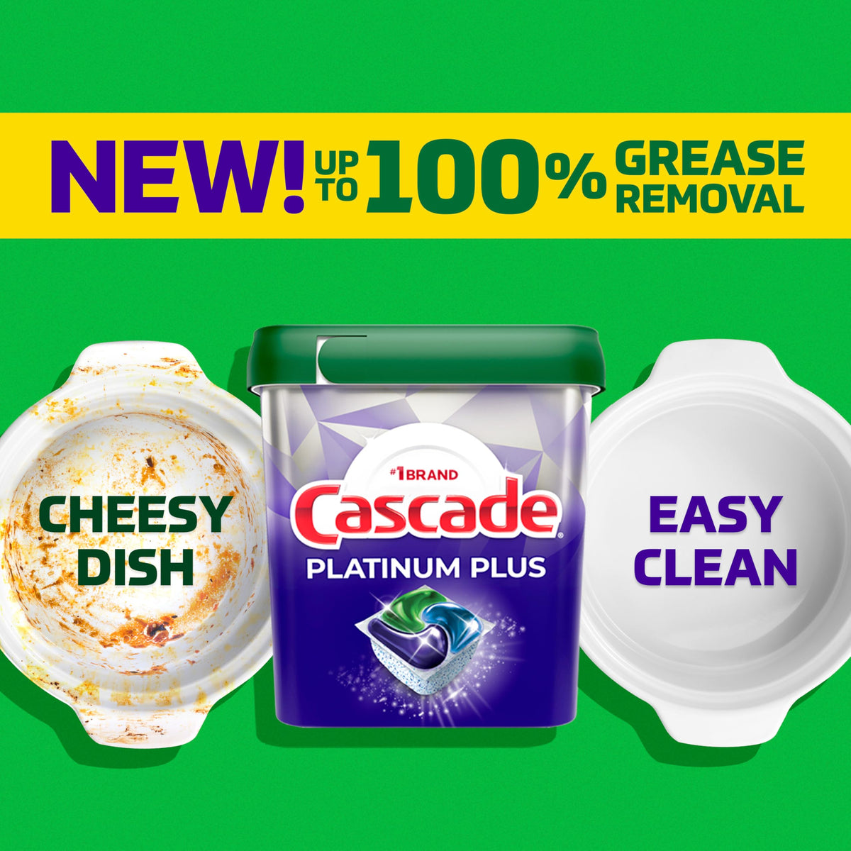 Cascade Platinum Plus Dishwasher Pods, Dish Detergent Soap, Clean Scent, 62 Count
