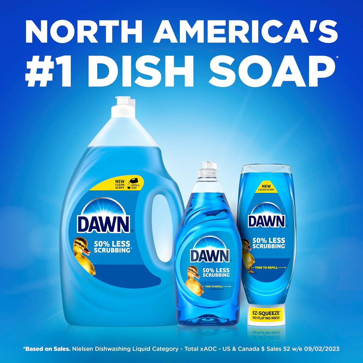Dawn Ultra Dish Soap Refill Jug, Large Size Original Blue Liquid Dishwashing Detergent, Powerful Dish Soap for Grease, 51.5 oz