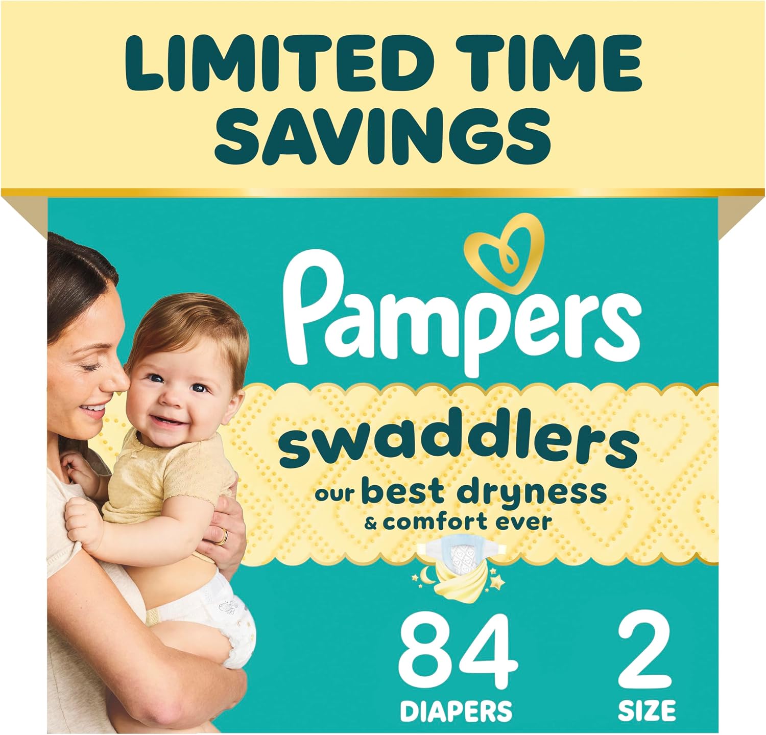 Pampers Swaddlers Newborn Diapers, Size Newborn (10 lbs), 84 Count, Fragrance Free, Hypoallergenic, Absorbent, Pediatrician Recommended, Skin Safe