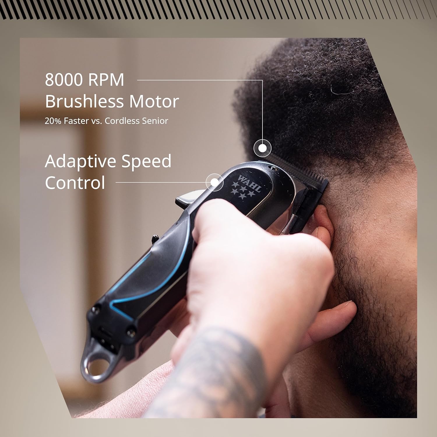 Wahl Professional Senior 2.0 Cordless Clipper, DLC Blade, Model 3027984 | 8000 RPM Brushless Motor with Adaptive Speed, 5-Click Taper Lever, 150 Min Runtime, Fast-Charging Single Power Station