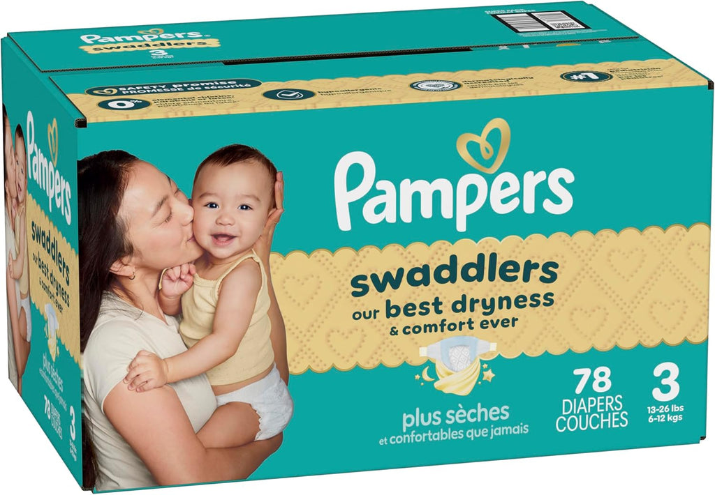 Pampers Swaddlers Newborn Diapers, Size Newborn (10 lbs), 84 Count, Fragrance Free, Hypoallergenic, Absorbent, Pediatrician Recommended, Skin Safe