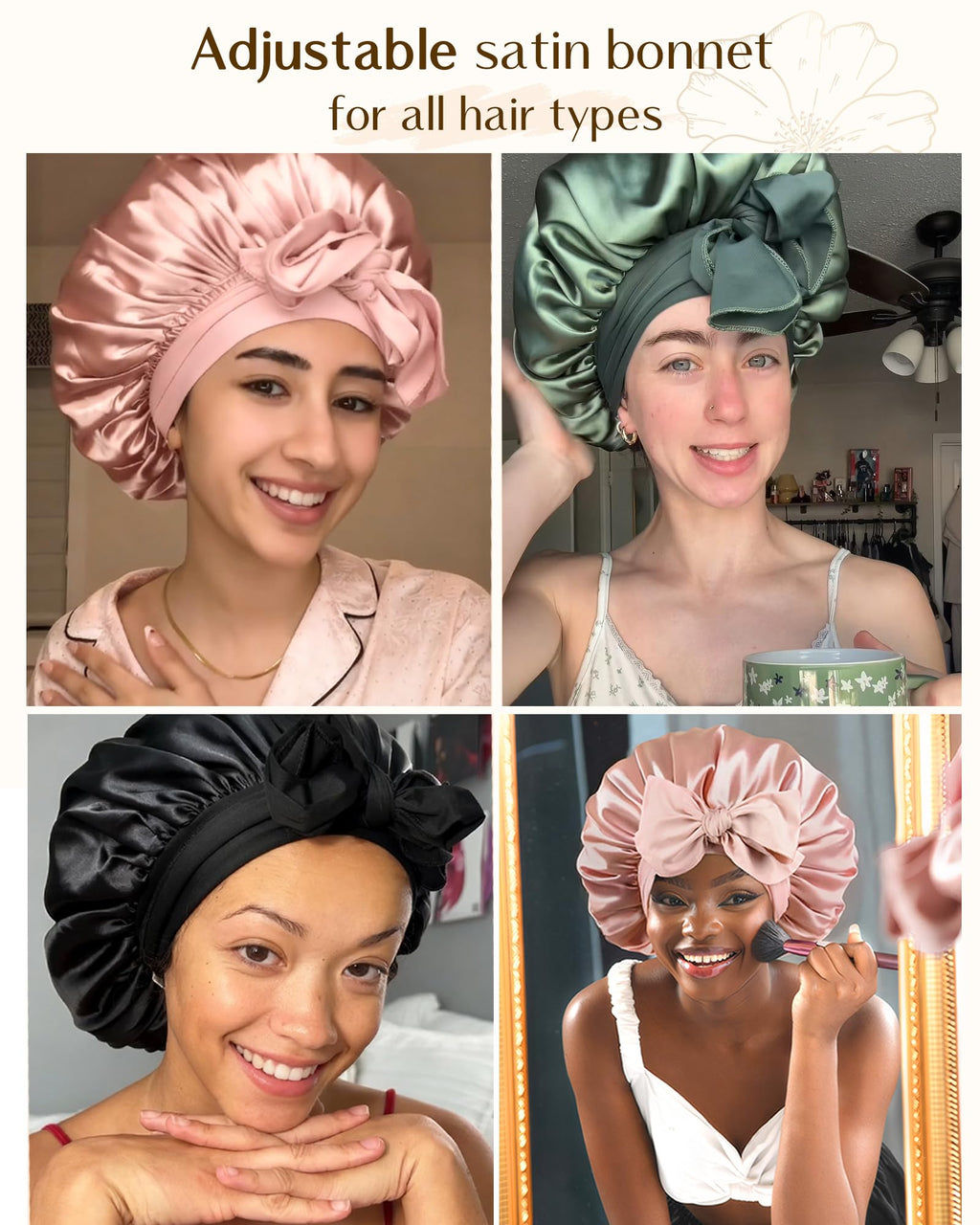 YANIBEST Adjustable Silk Bonnet – Double Layer