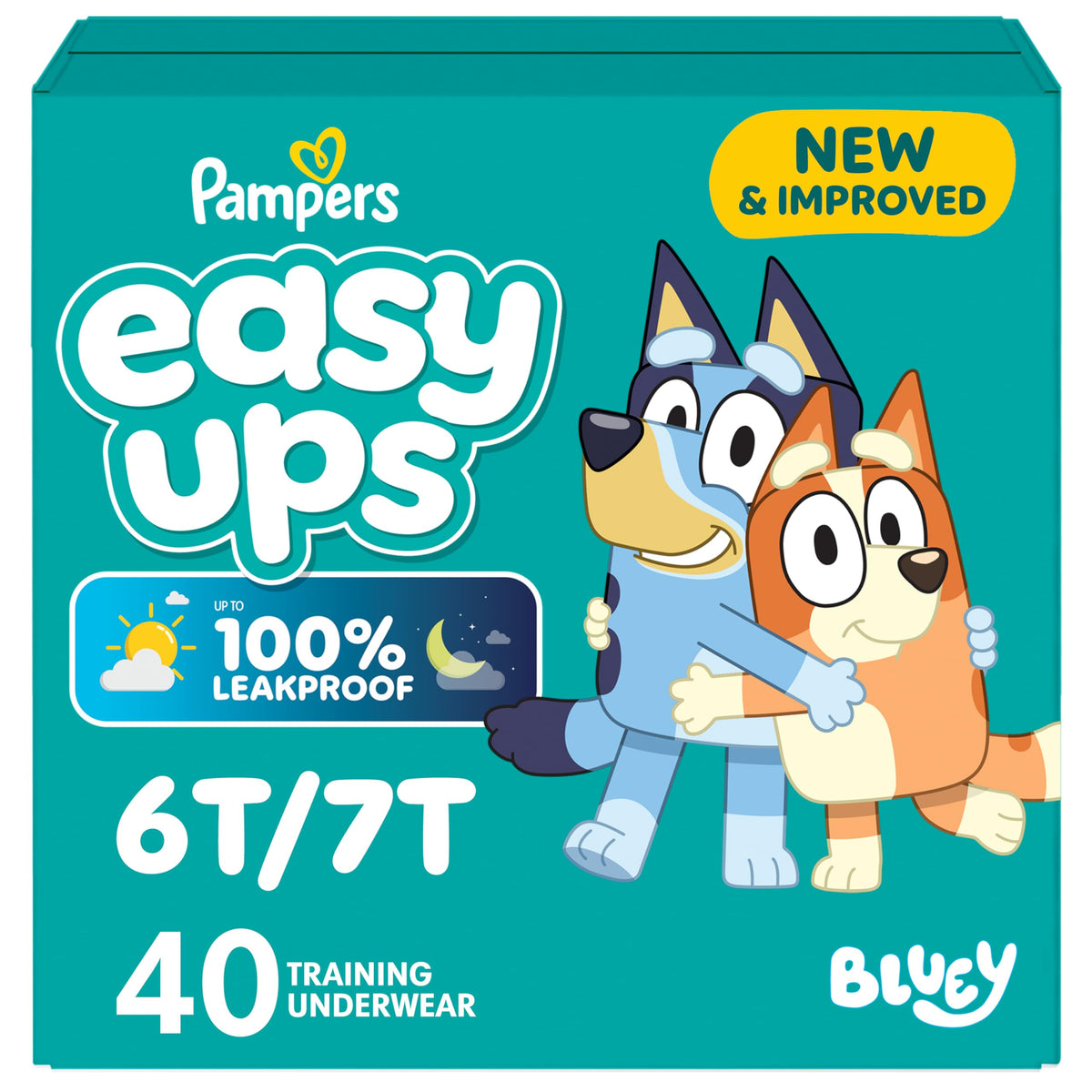 Easy Ups Girls & Boys Potty Training Pants, Size 5 (3T-4T), 124 Count, Bluey Absorbent Pull Up Training Underwear, Up to 100% Leakproof Day and Night, Hypoallergenic