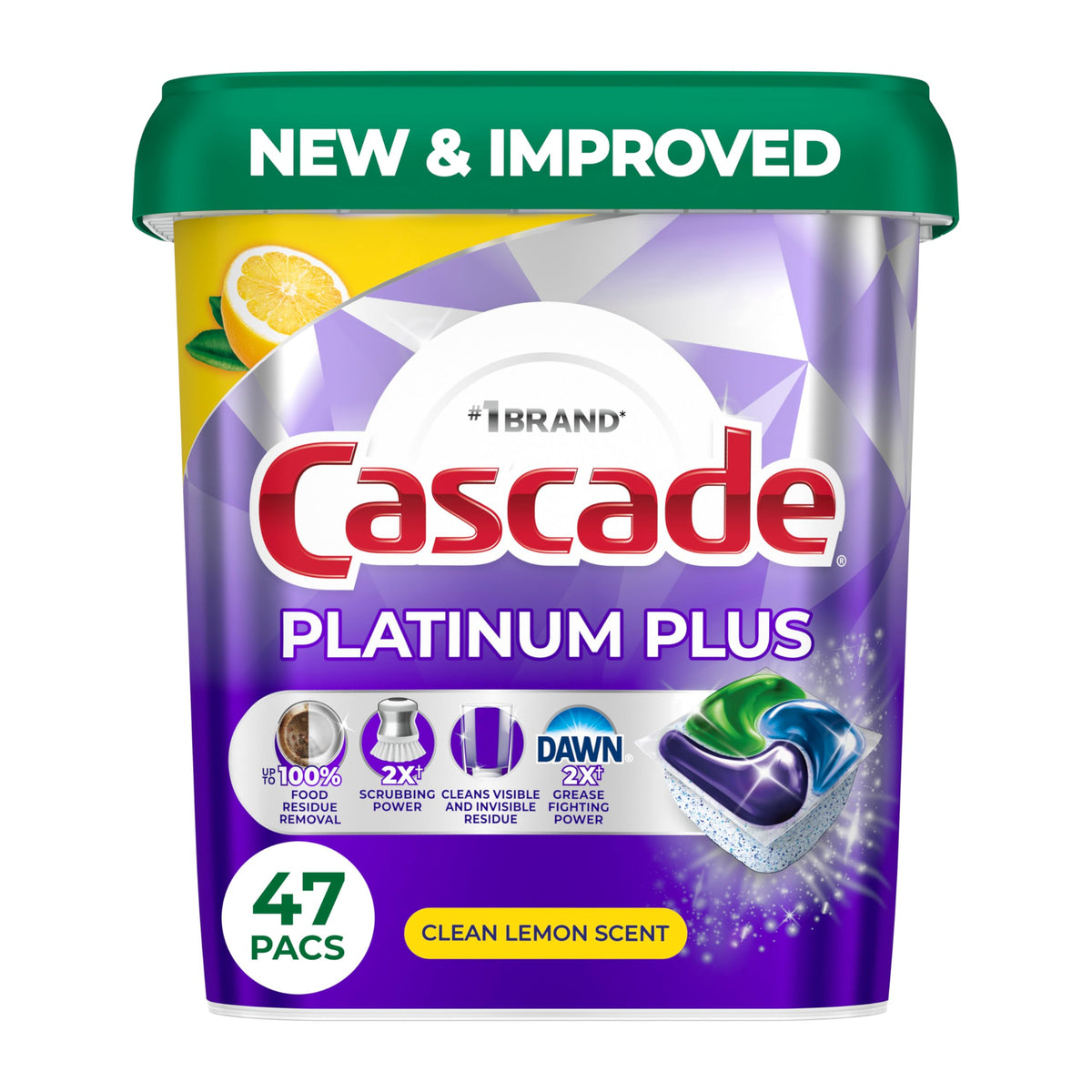 Cascade Platinum Plus Dishwasher Pods, Dish Detergent Soap, Clean Scent, 62 Count