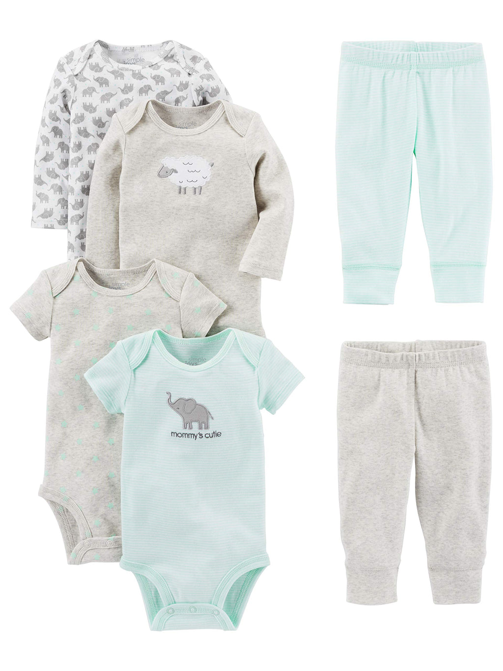 Simple Joys by Carter's Baby 6-piece Bodysuits (Short and Long Sleeve) and Pants Set