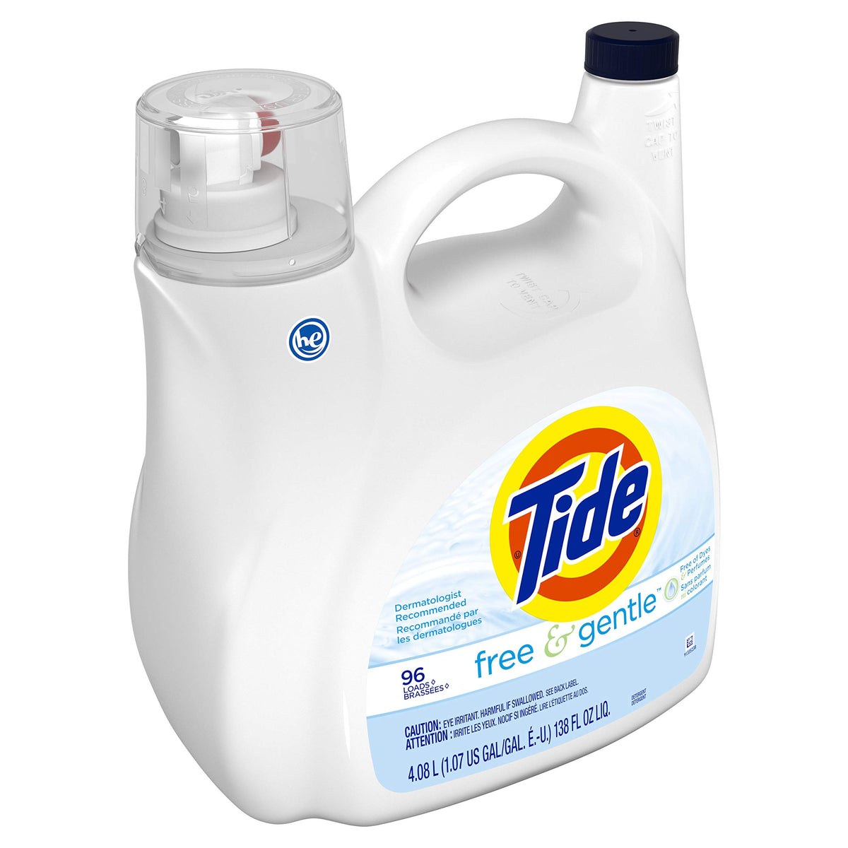 Tide Free & Gentle Liquid Laundry Detergent, 100 Loads, 132 fl oz, Tide Laundry Detergent, Clean Laundry Detergent