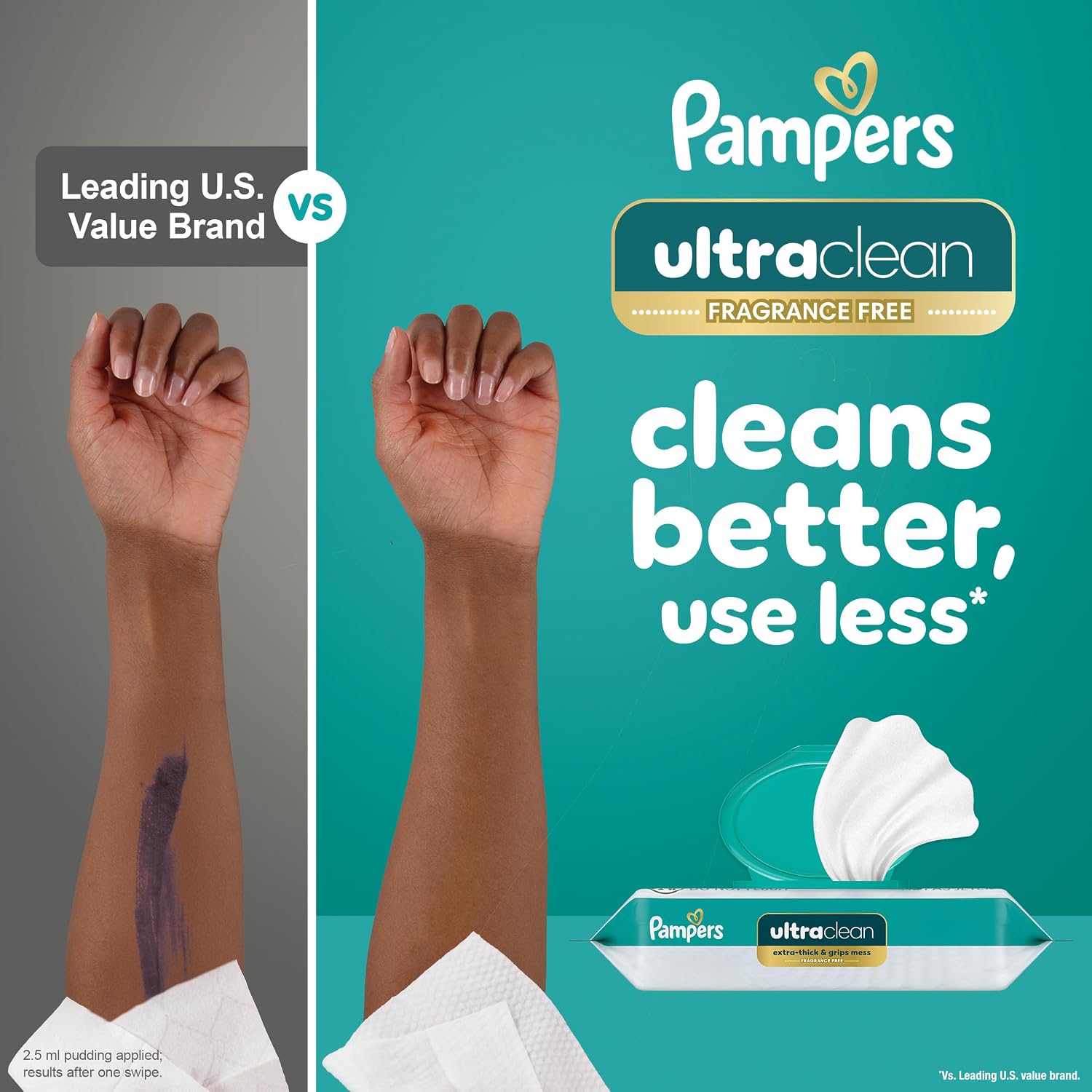 Pampers Ultraclean Baby Wipes (Previously 'Free & Gentle'), 99% Water, Hypoallergenic, Unscented, 100% Plant Based, Plastic-Free, 936 Wipes Total (12X Flip-Top Packs)