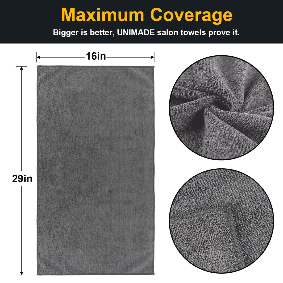 UNIMADE Salon Towels 24 Pack, Microfiber Barber Towels Bulk
