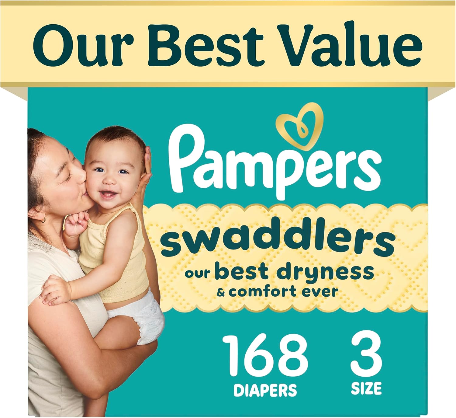 Pampers Swaddlers Newborn Diapers, Size Newborn (10 lbs), 84 Count, Fragrance Free, Hypoallergenic, Absorbent, Pediatrician Recommended, Skin Safe