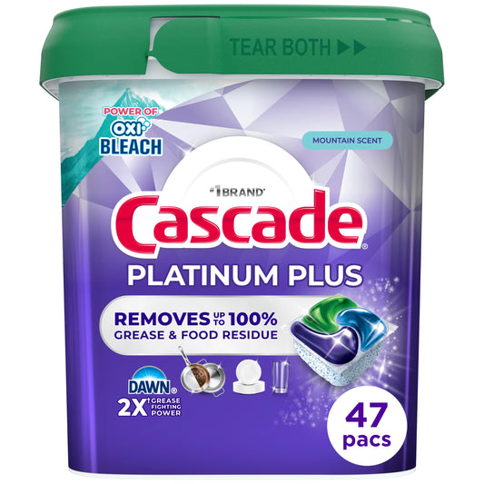 Cascade Platinum Plus Dishwasher Pods, Dish Detergent Soap, Clean Scent, 62 Count