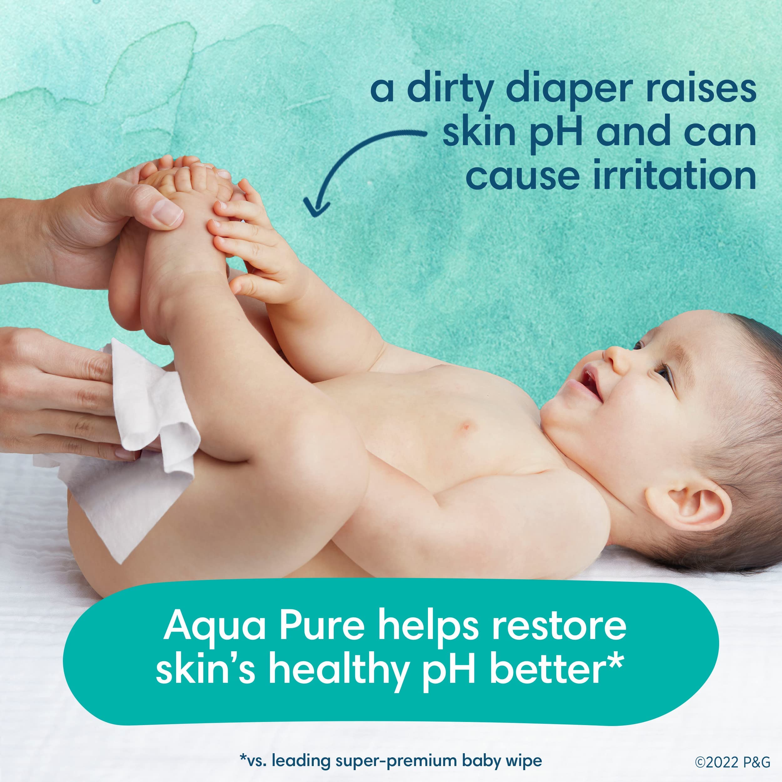 Pampers Aqua Pure Baby Wipes, 99% Water, Fragrance Free, Unscented, Water Based, Multi-Use, 896 Wipes Total (16X Flip-Top Packs) [Packaging May Vary]