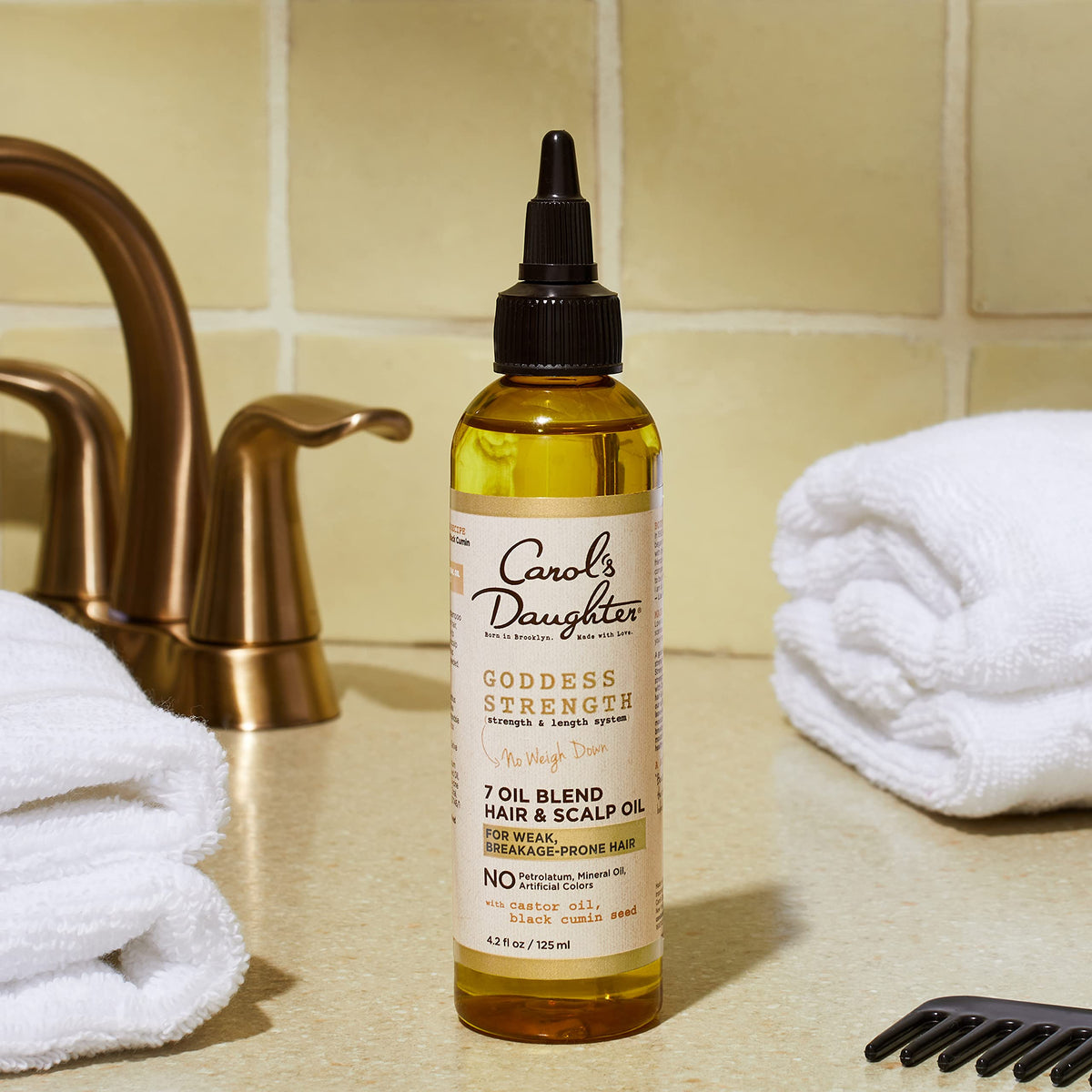 Carol's Daughter Goddess Strength 7 Oil Blend Scalp and Hair Oil for Waves, Coils and Curls, Hair Treatment with Castor Oil, 4.2 Fl Oz