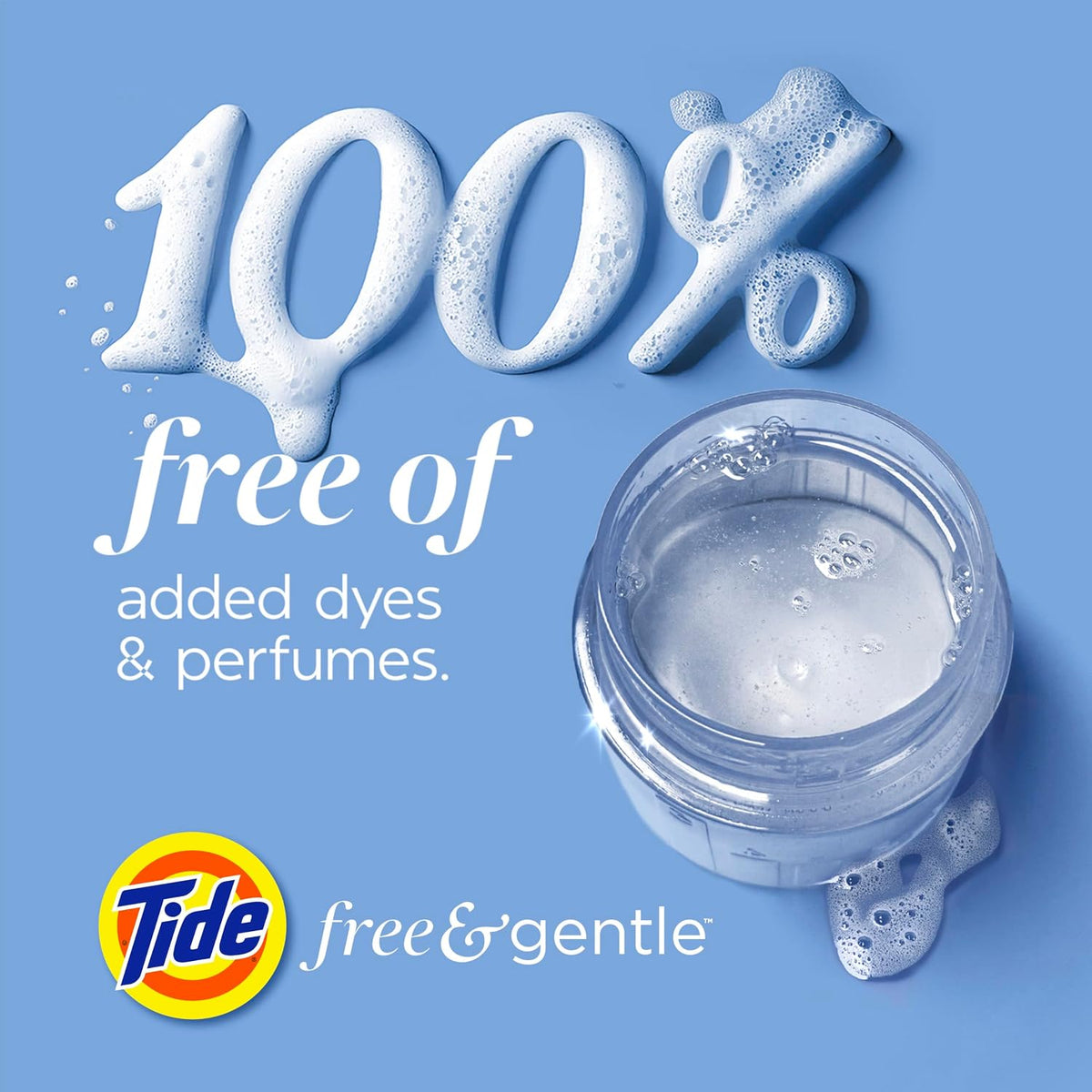 Tide Free & Gentle Liquid Laundry Detergent, 100 Loads, 132 fl oz, Tide Laundry Detergent, Clean Laundry Detergent