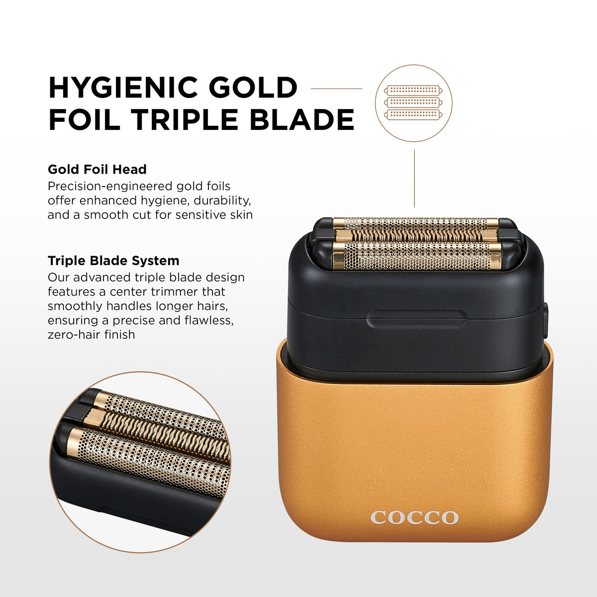 COCCO IMPACTO Foil Shaver for Men, Triple Gold Foil Electric Razor