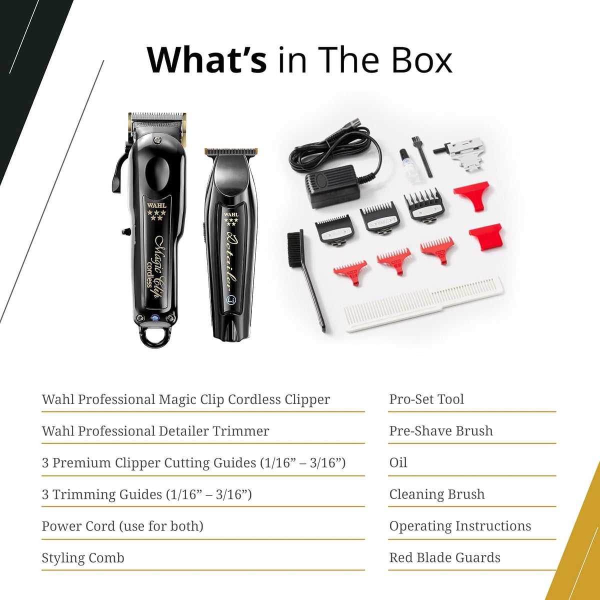 Wahl Professional Cordless Barber Combo, Magic Clip & Detailer Li Trimmer