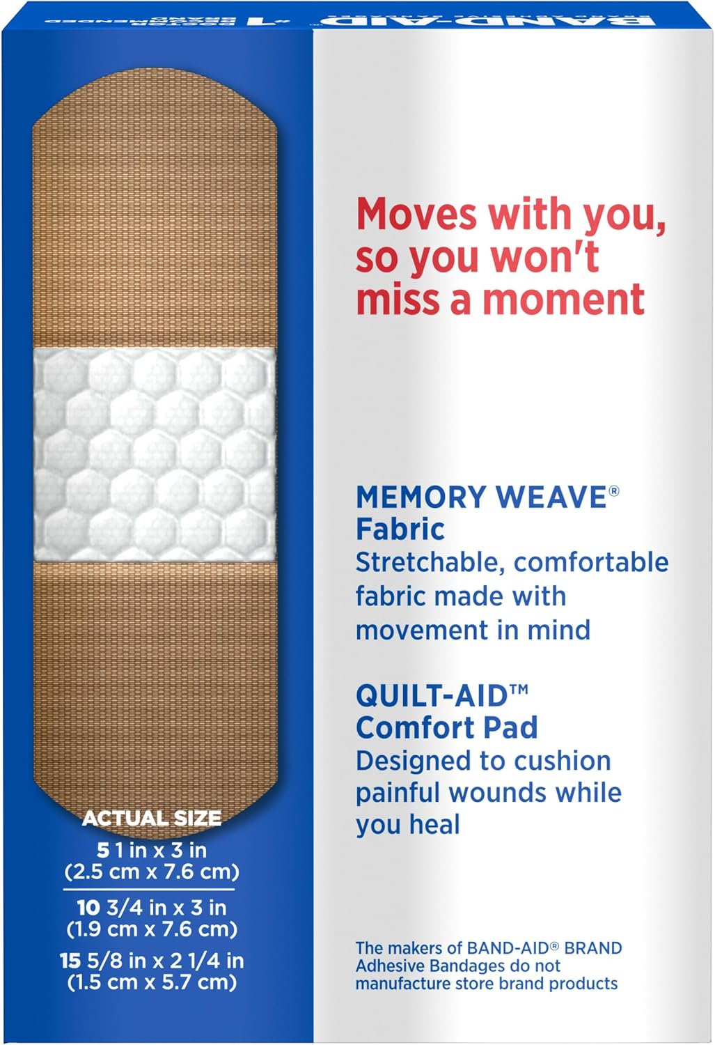 BAND-AID Brand Flexible Fabric Adhesive Bandages, Assorted Sizes, 100 Count