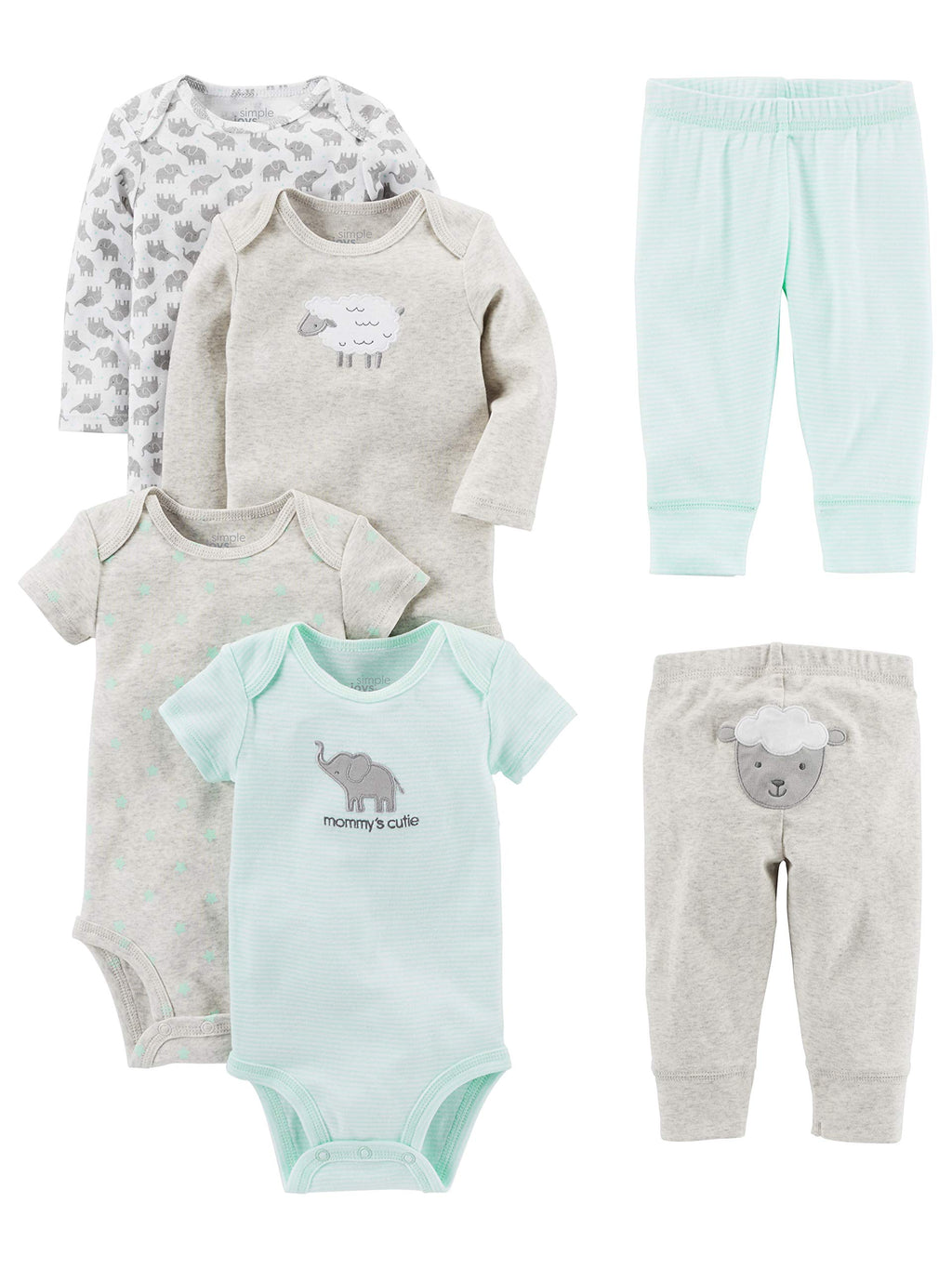 Simple Joys by Carter's Baby 6-piece Bodysuits (Short and Long Sleeve) and Pants Set