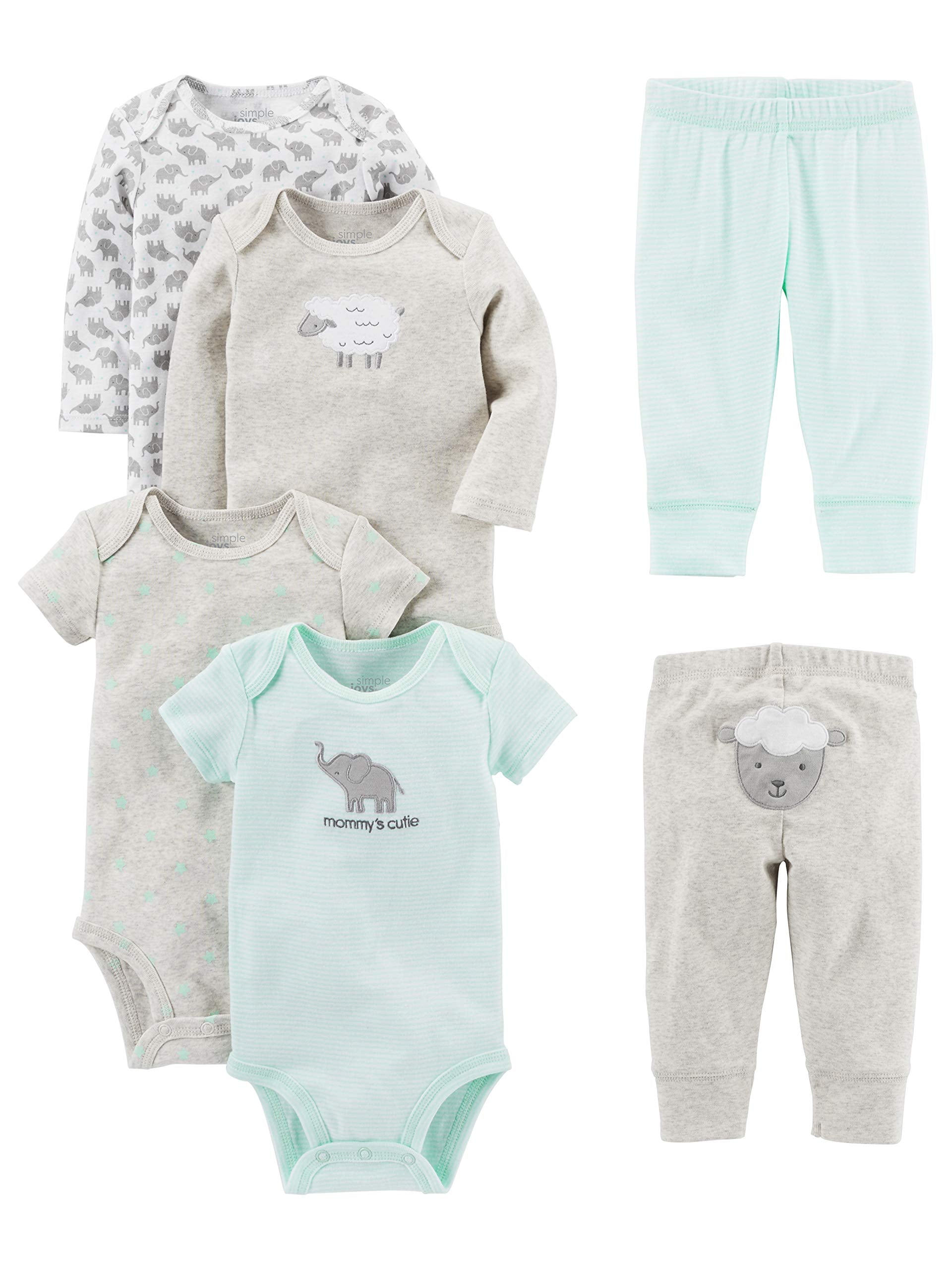 Simple Joys by Carter's Baby 6-piece Bodysuits (Short and Long Sleeve) and Pants Set