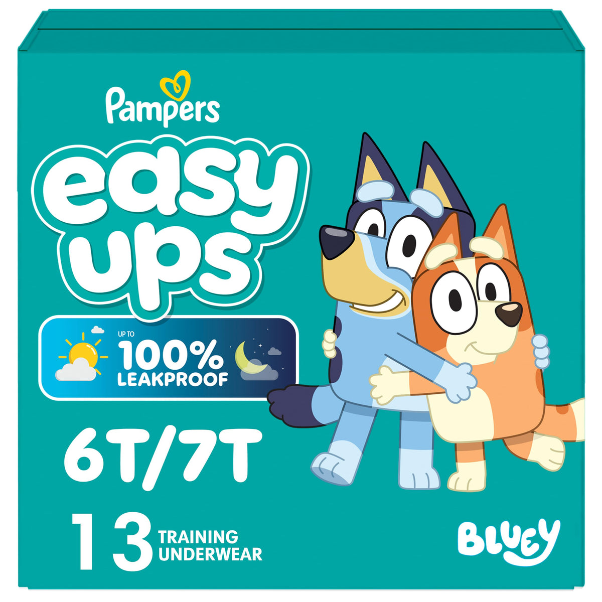 Easy Ups Girls & Boys Potty Training Pants, Size 5 (3T-4T), 124 Count, Bluey Absorbent Pull Up Training Underwear, Up to 100% Leakproof Day and Night, Hypoallergenic