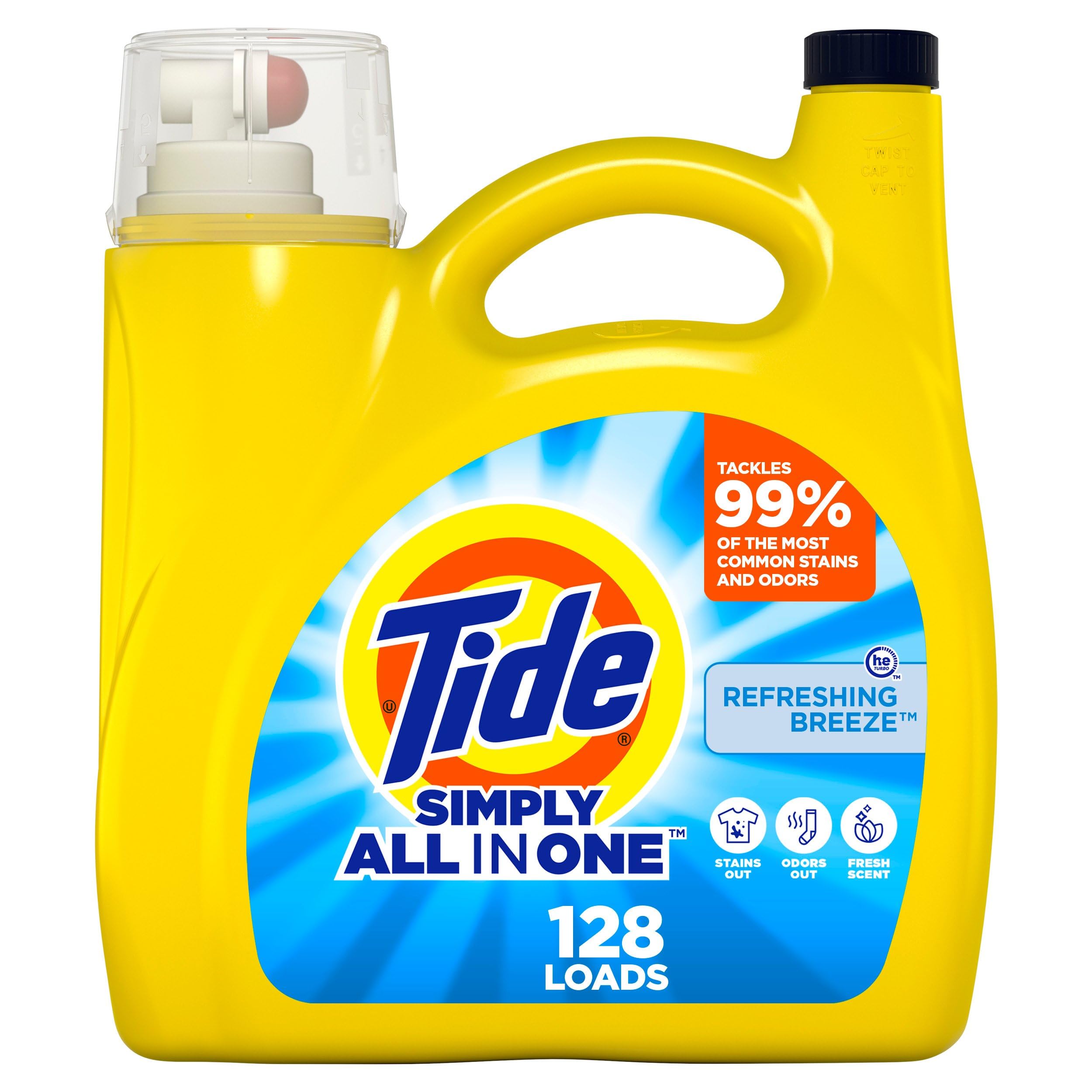 Tide Simply All-In-One Liquid Laundry Detergent, Berry Blossom Scent, 89 Loads, 117 fl oz