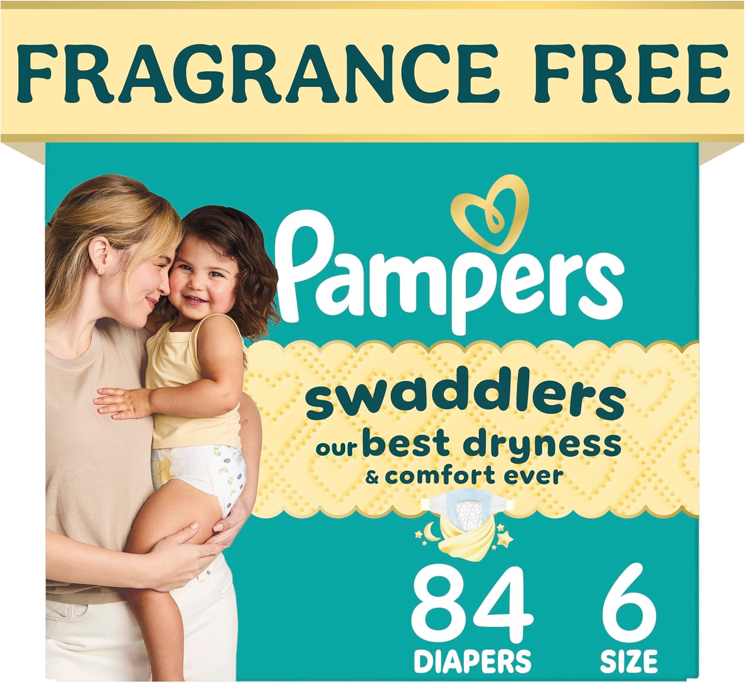 Pampers Swaddlers Newborn Diapers, Size Newborn (10 lbs), 84 Count, Fragrance Free, Hypoallergenic, Absorbent, Pediatrician Recommended, Skin Safe