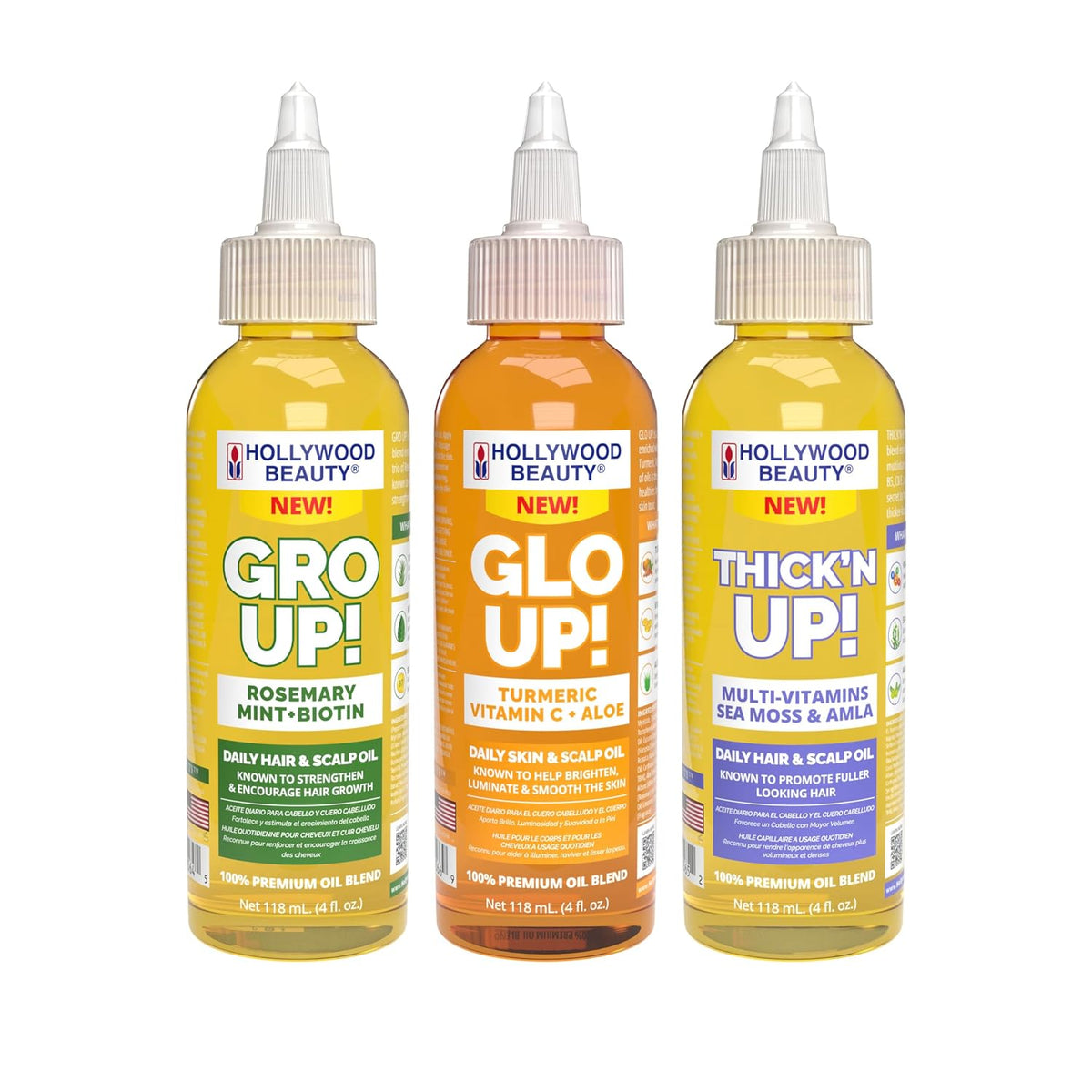 Hollywood Beauty Level Up! Daily Hair, Scalp & Skin Oil Trio (3 Products)