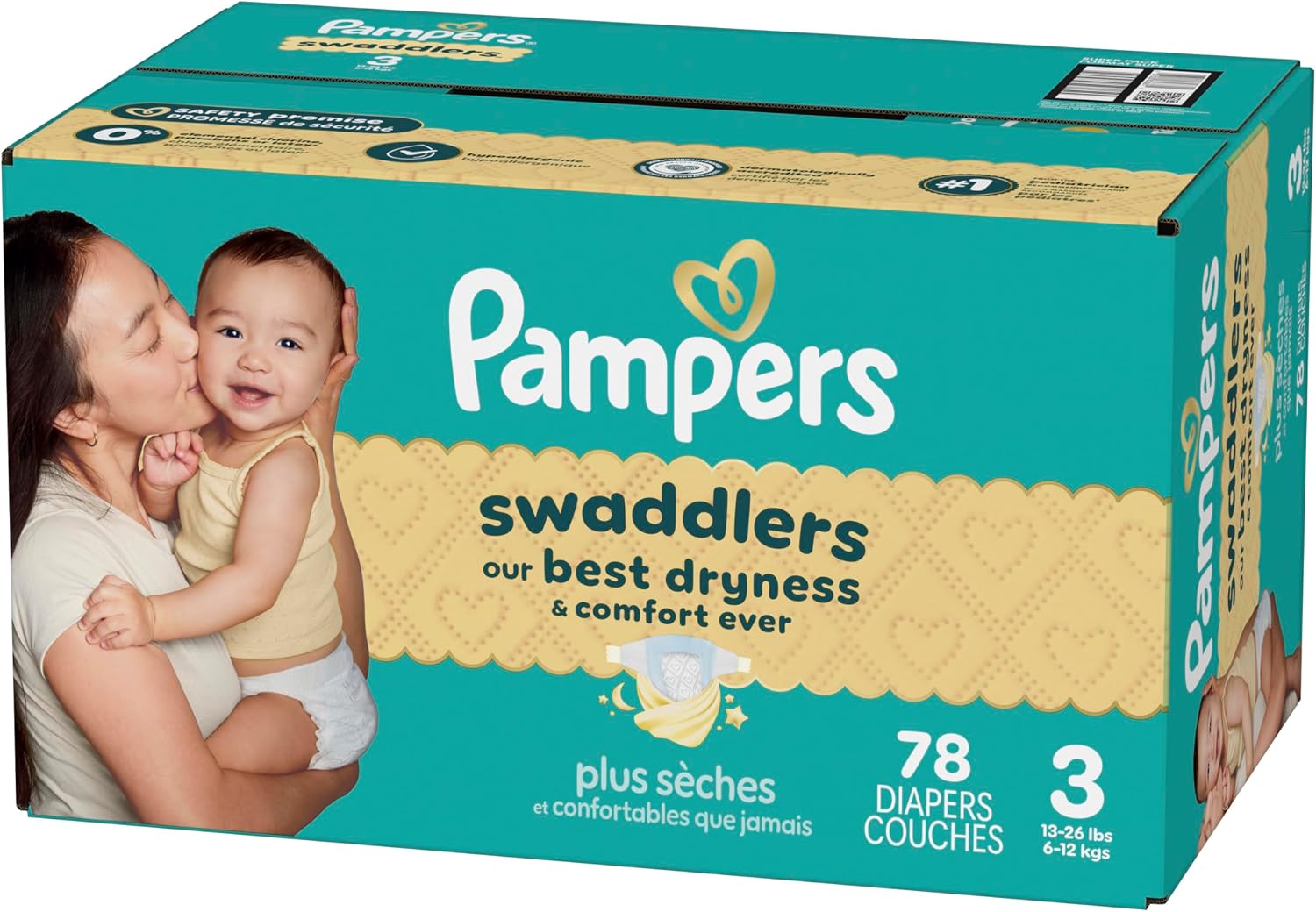 Pampers Swaddlers Newborn Diapers, Size Newborn (10 lbs), 84 Count, Fragrance Free, Hypoallergenic, Absorbent, Pediatrician Recommended, Skin Safe