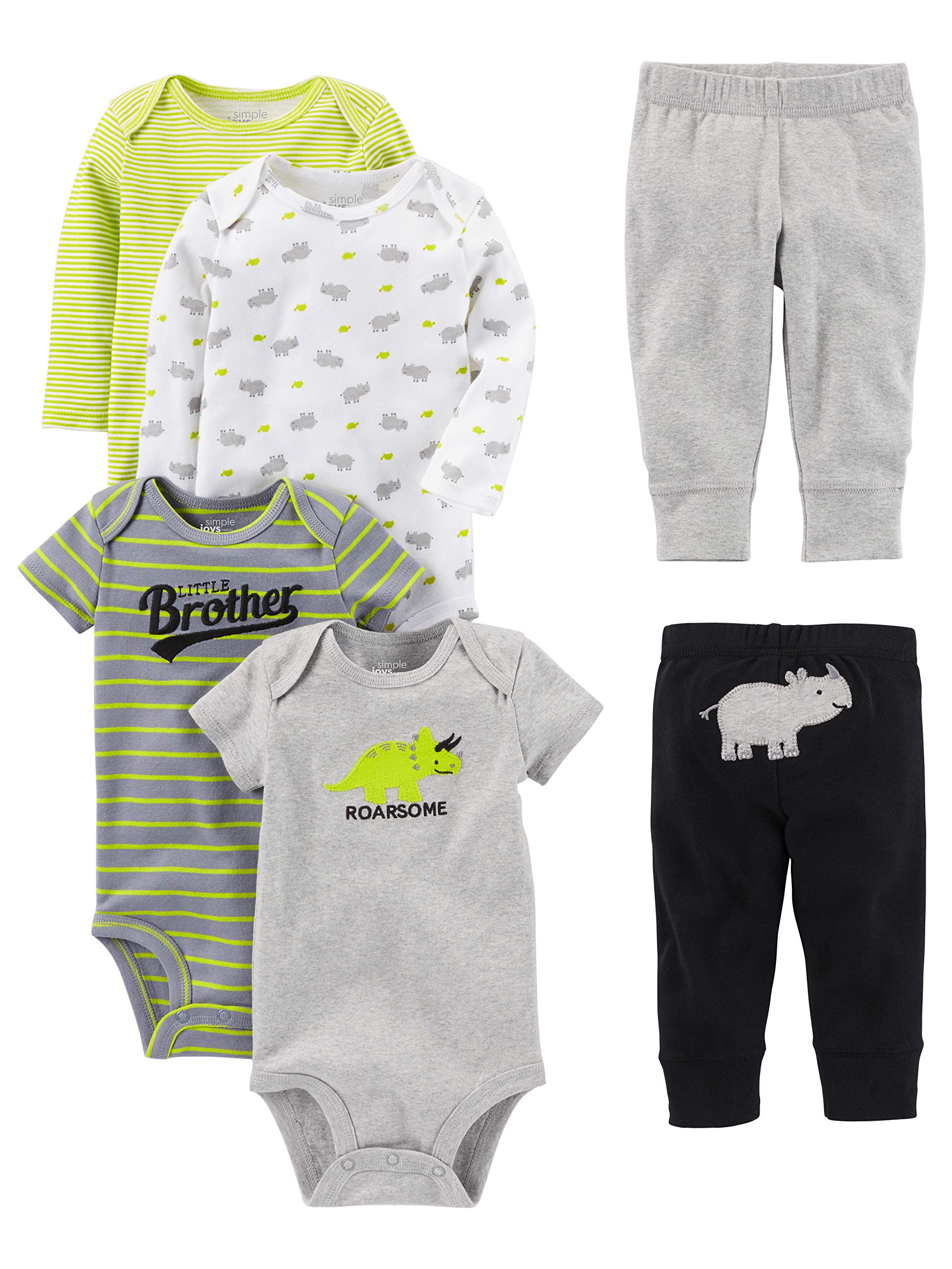 Simple Joys by Carter's Baby 6-piece Bodysuits (Short and Long Sleeve) and Pants Set