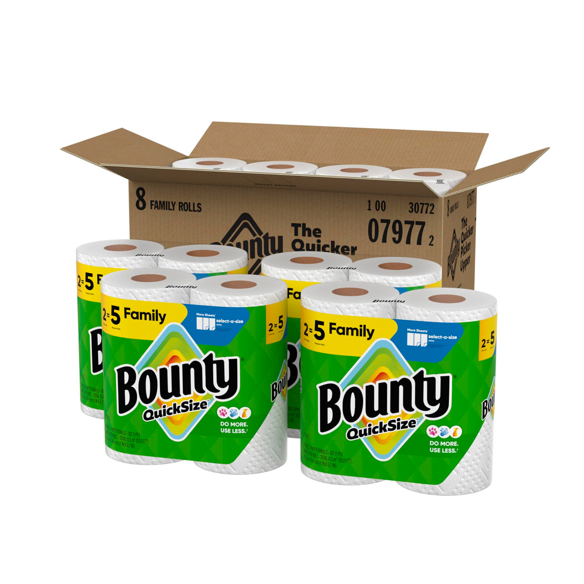 Bounty Paper Towels Quick Size, White, 16 Family Rolls = 40 Regular Rolls