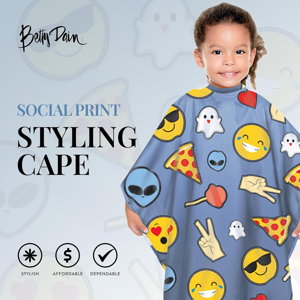 Betty Dain Kids Styling Haircut Cape, Social Kids Print, 30" x 36"