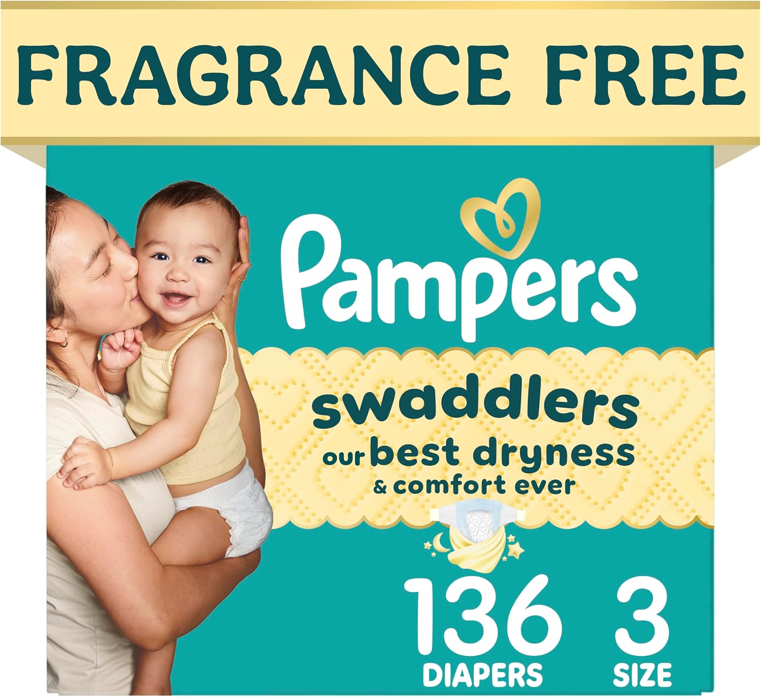 Pampers Swaddlers Newborn Diapers, Size Newborn (10 lbs), 84 Count, Fragrance Free, Hypoallergenic, Absorbent, Pediatrician Recommended, Skin Safe