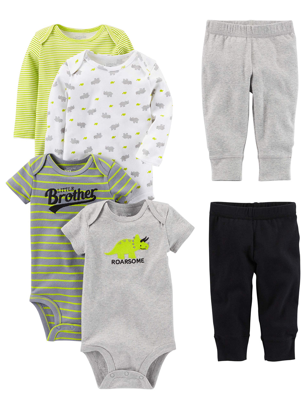 Simple Joys by Carter's Baby 6-piece Bodysuits (Short and Long Sleeve) and Pants Set