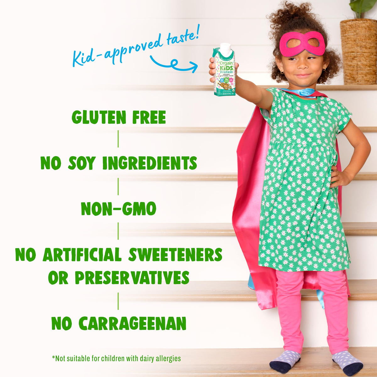 Orgain Organic Kids Protein Nutritional Shake, Chocolate - Great for Breakfast & Snacks, 21 Vitamins & Minerals, 10 Fruits & Vegetables, Gluten Free, Soy Free, 8.25 oz, 12 Count (Packaging May Vary)