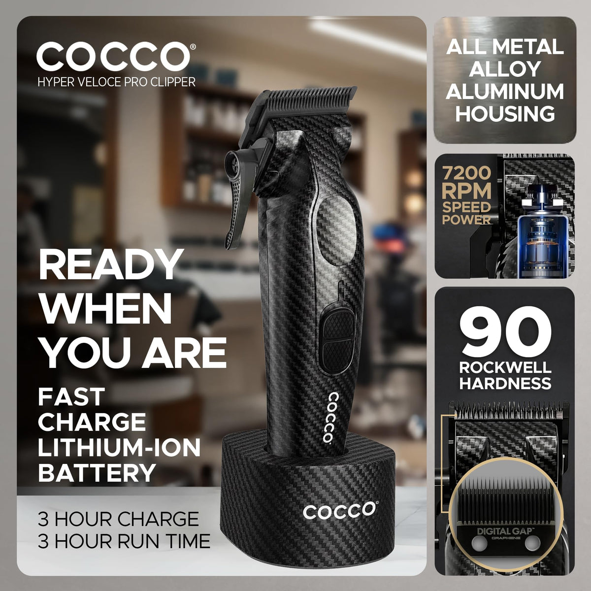 Cocco Hyper Veloce Pro High Performance Cordless Brushless Hair Clipper
