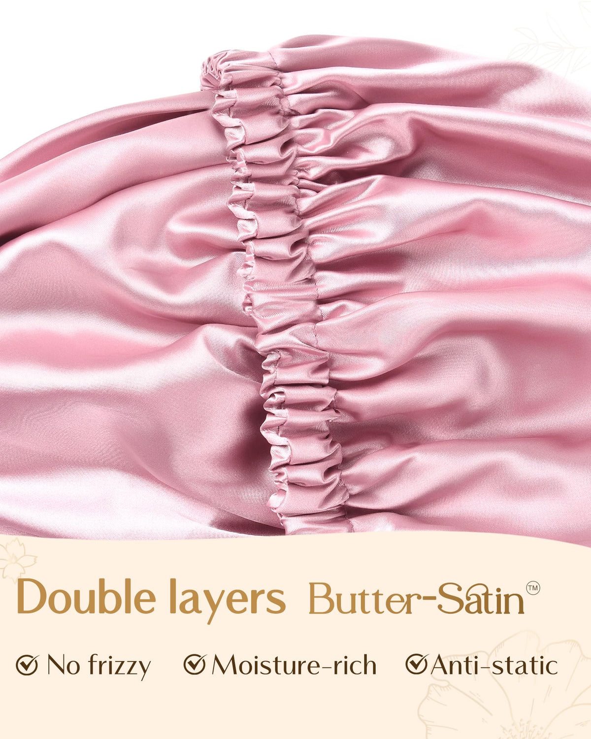YANIBEST Adjustable Satin Bonnet Double Layer Hair Bonnet for Sleeping Bonnets for Women Hats Curly Natural Hair, Blush Pink