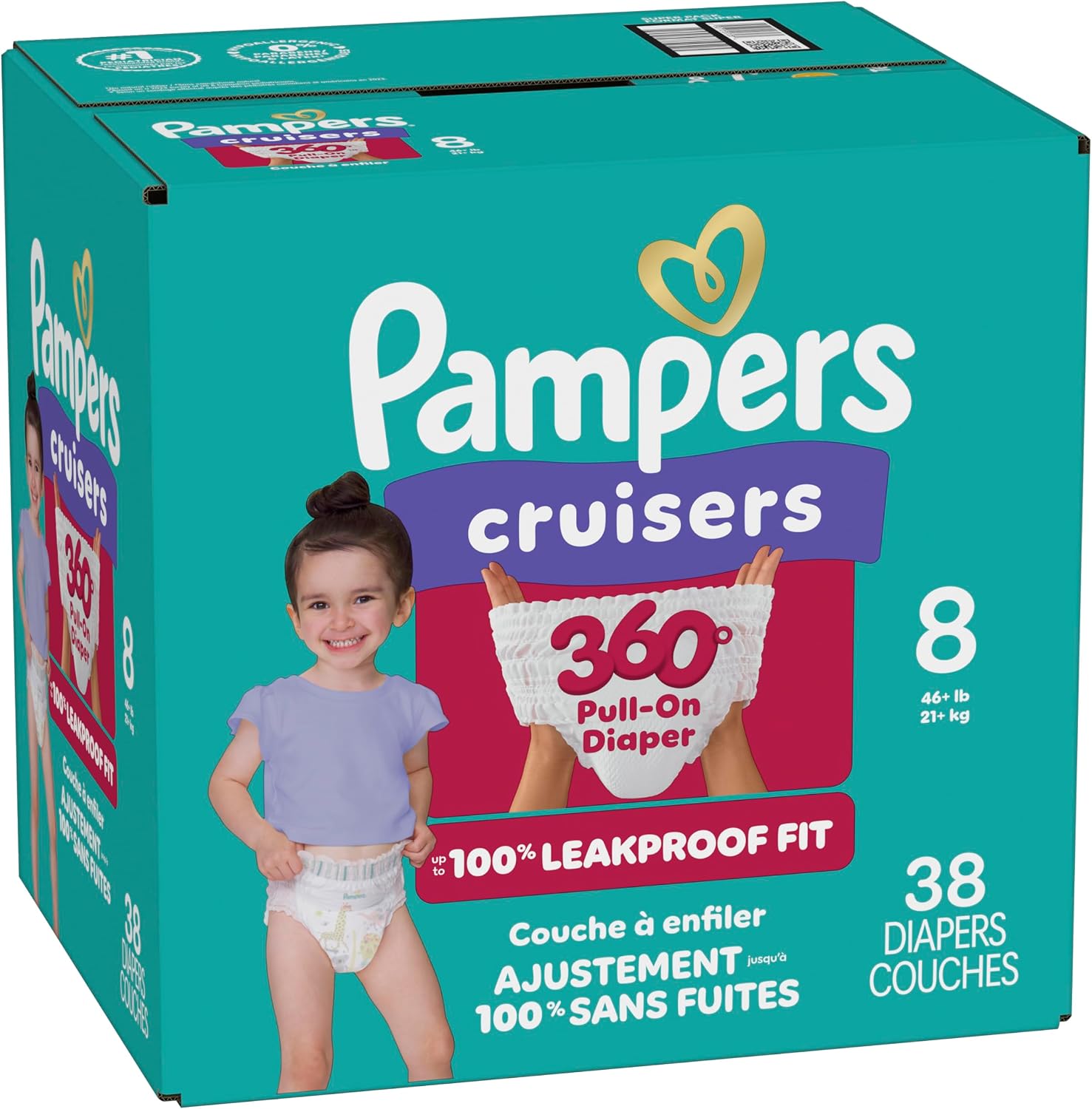 Pampers Diapers - Cruisers 360 - Size 7, 88 Count, Babyproof up to 100% Leakproof Pull-On Diaper