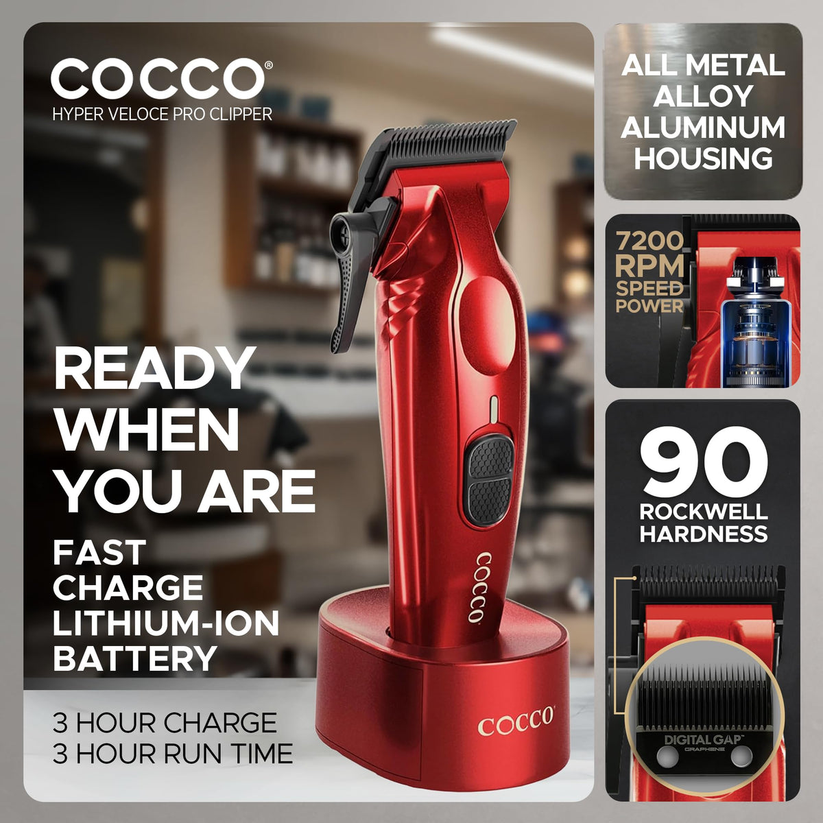 Cocco Hyper Veloce Pro High Performance Cordless Brushless Hair Clipper
